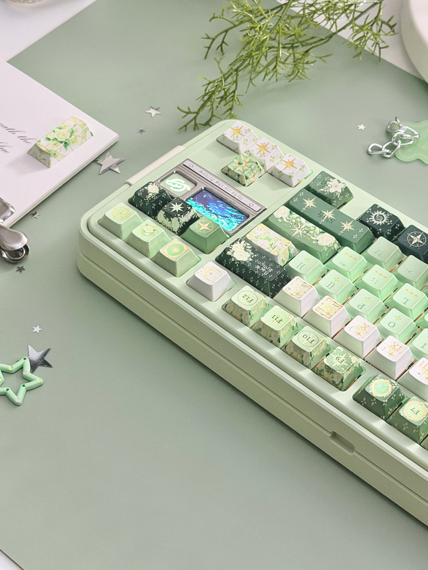 ONLY 1 Instock Prebuilt Aluminum Custom Mechanical Keyboard Bread80 Wireless Matcha Green Set