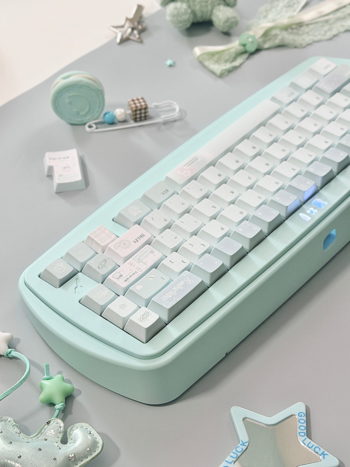 #0305 Ice Mint Jelly Keycaps | Pastel Blue Mint Mechanical Keyboard Keycaps
