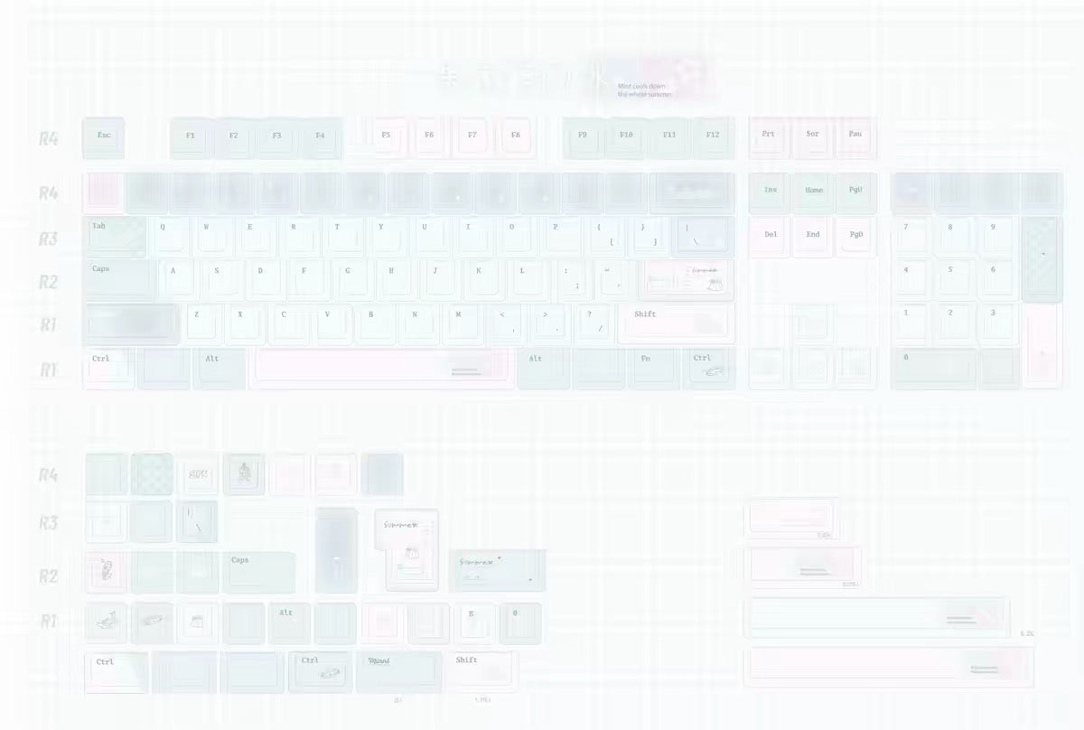 #0305 Ice Mint Jelly Keycaps | Pastel Blue Mint Mechanical Keyboard Keycaps