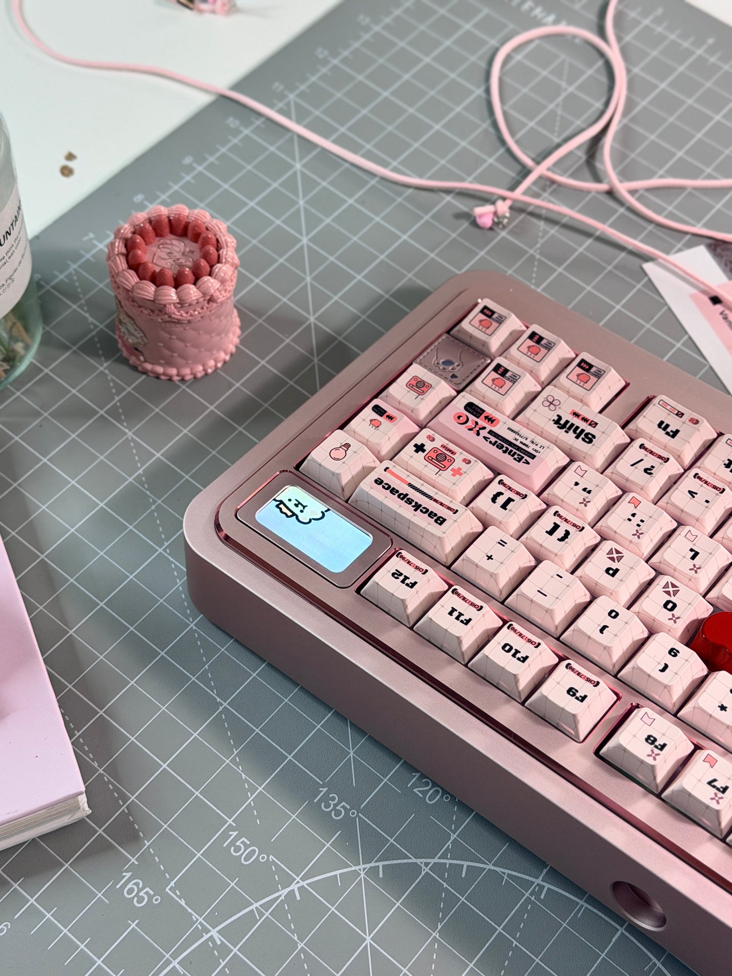 ONLY 1 Instock Prebuilt Aluminum Custom Mechanical Keyboard Bear75 Pink Anodized Set
