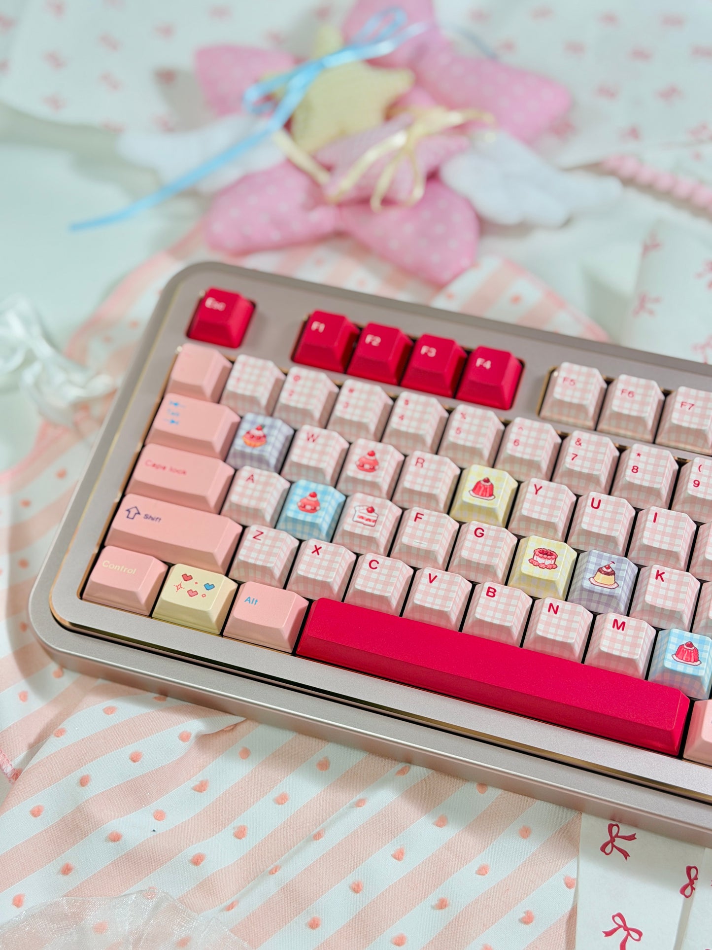#0242 Showa Dessert Cream Soda Pastel Grid Keycaps Designed By Keyria Labs