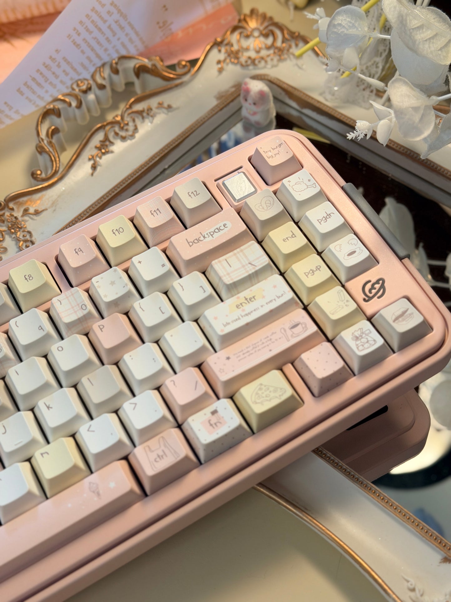 ONLY 1 Instock Prebuilt Aluminum Customized Mechanical Keyboard Bread75 Pale Pink Set