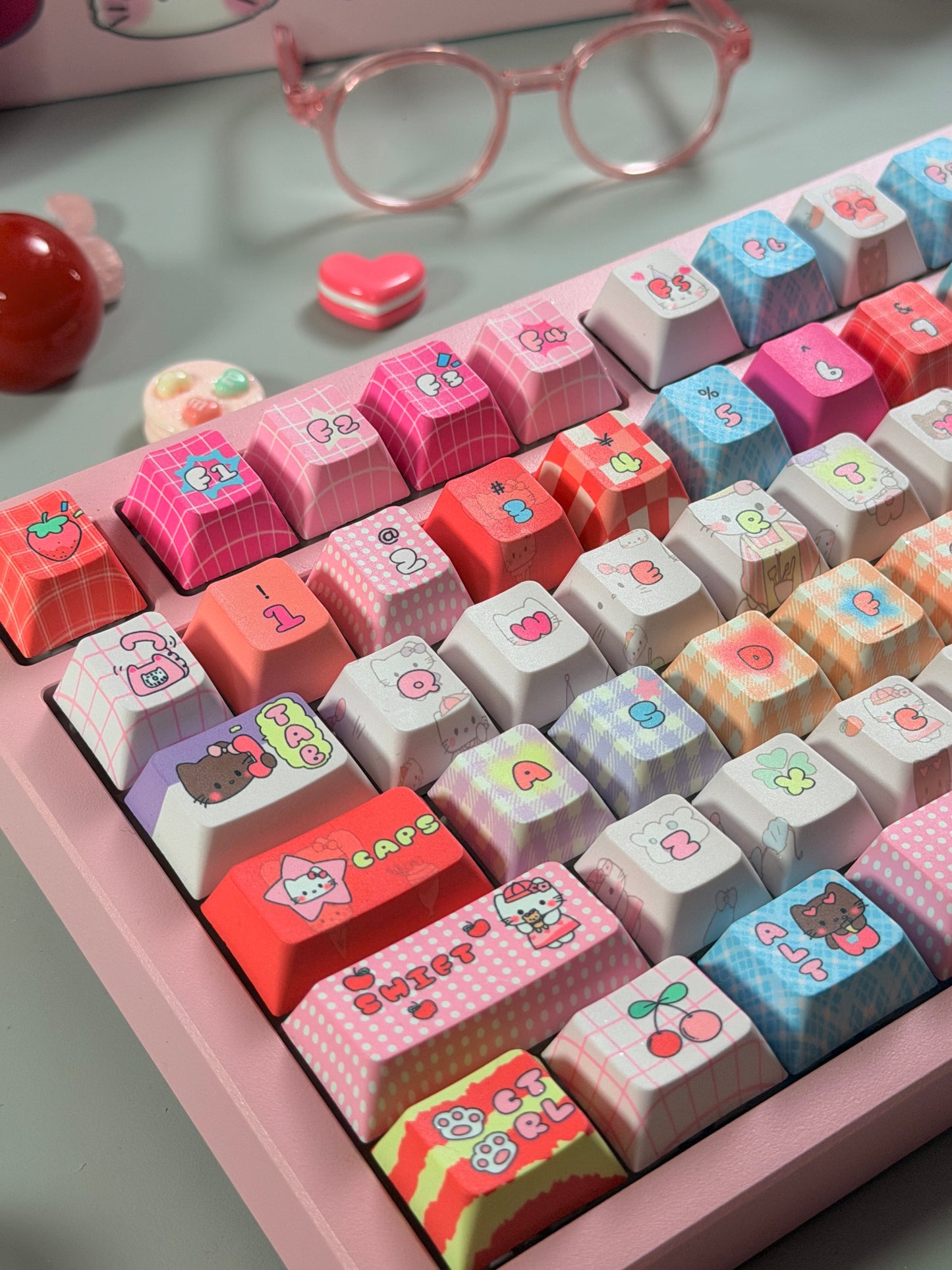 Unboxing Clearance ONLY 1 Instock Prebuilt Galaxy80 Pink Aluminum Customized Mechanical Keyboard + Kitty keycap Set