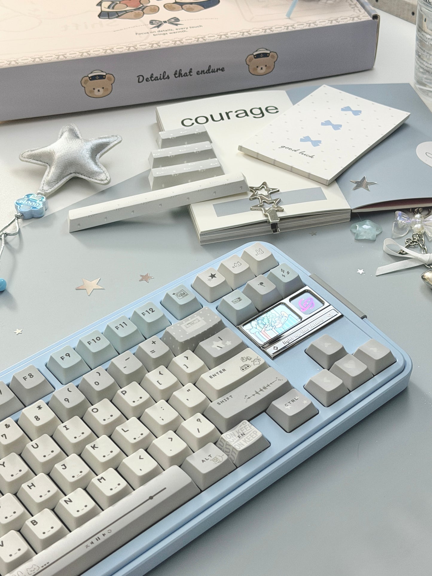 ONLY 1 Instock Prebuilt Aluminum Custom Mechanical Keyboard Bread80 Wireless Pale Blue Set