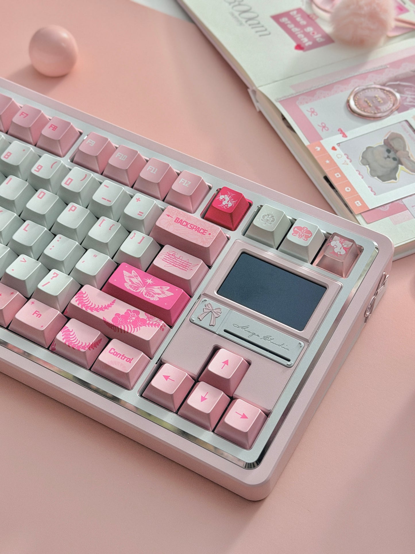 ONLY 1 Instock Pale Pink White Gift80 Prebuilt Aluminum Custom Mechanical Keyboard