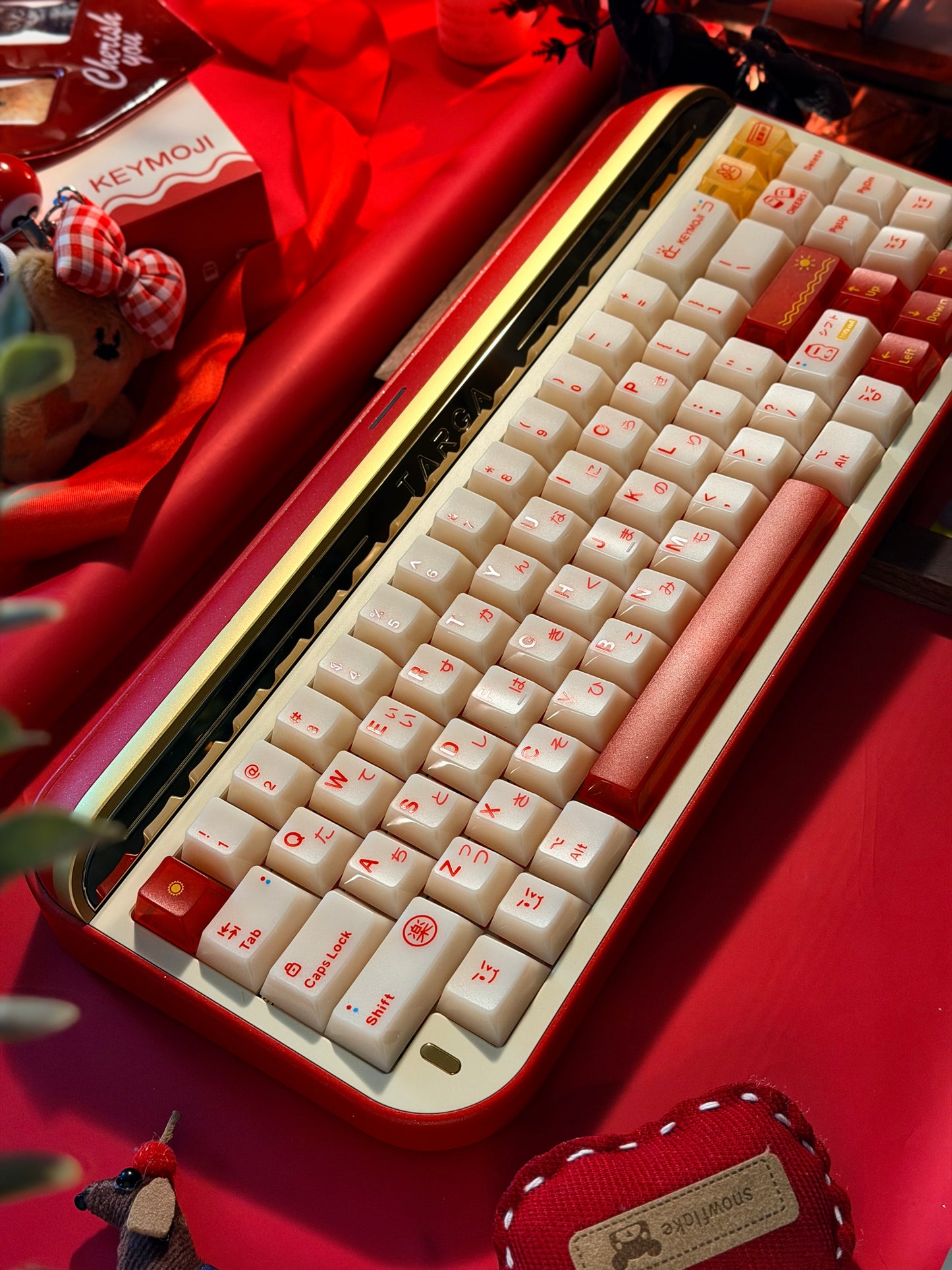 ONLY 1 Instock Prebuilt Aluminum Custom Mechanical Keyboard Targa65 Red Gold Set