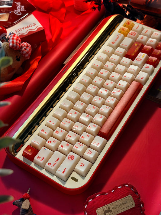 ONLY 1 Instock Prebuilt Aluminum Custom Mechanical Keyboard Targa65 Red Gold Set