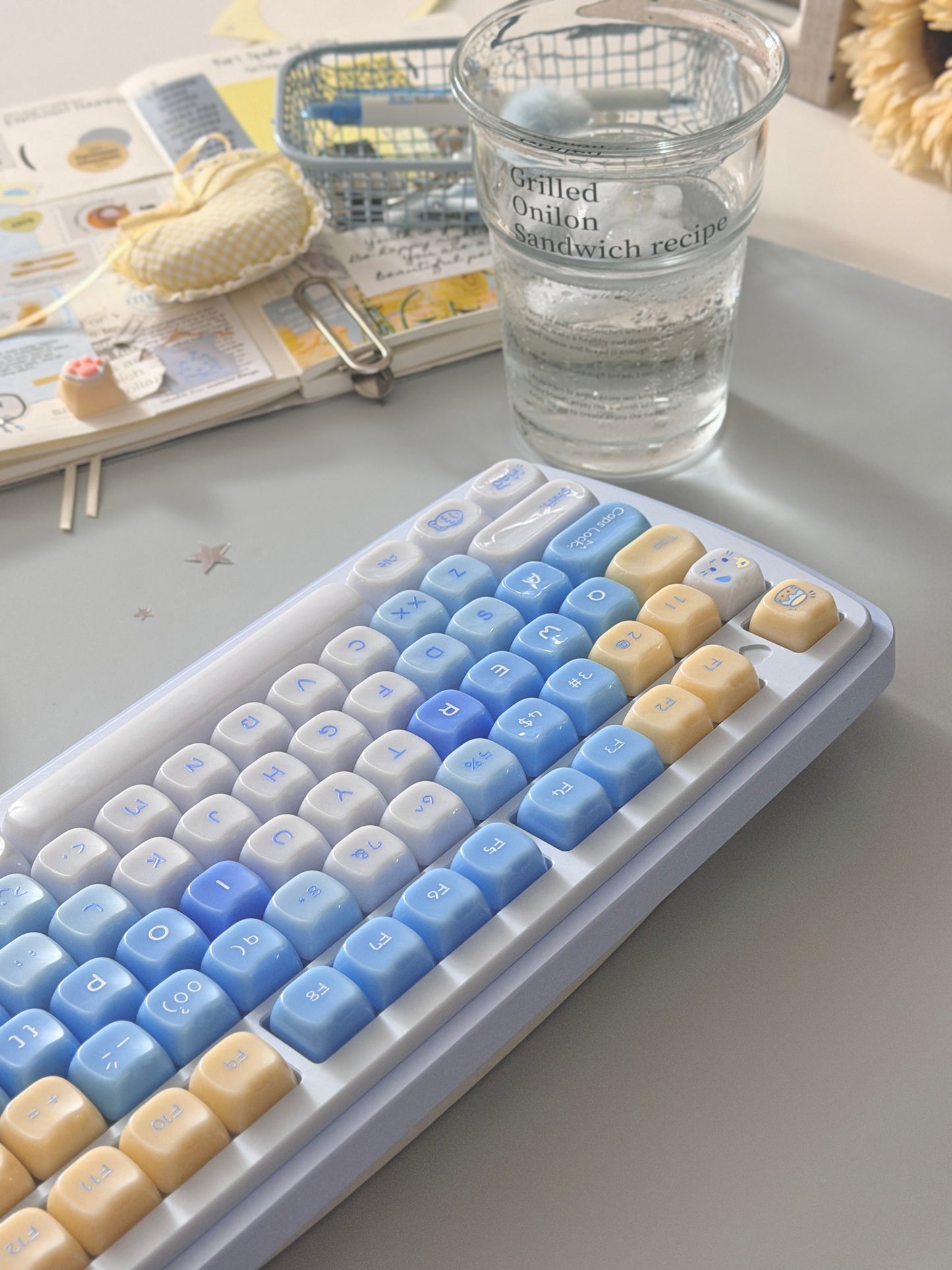 ONLY 1 Instock Prebuilt Aluminum Custom Mechanical Keyboard Yummy75 Blue Set
