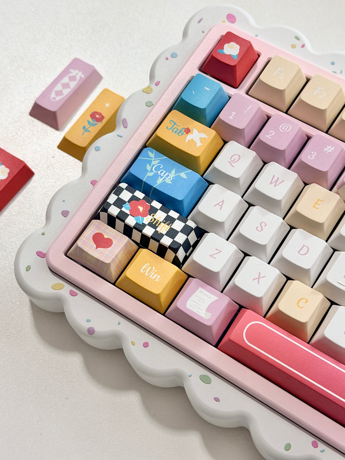 #0316 One Star Sweet Cake Party Keycaps – Pastel Pink Dessert Theme Cute Kawaii Mechanical Keyboard Keycap Set