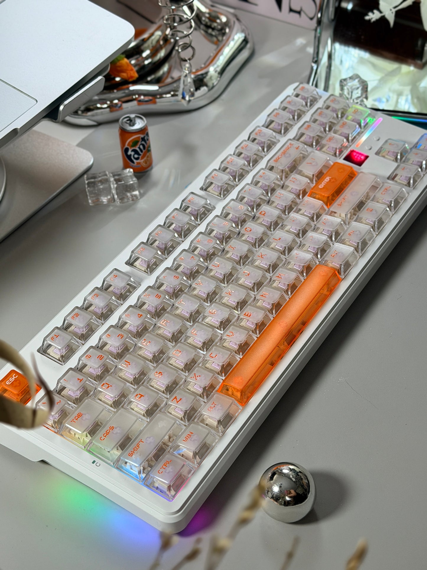 Unboxing Clearance ONLY 1 Instock Attack Shark X87 Ultra Wireless Mechanical RGB Backlit Iced Orange Keyboard