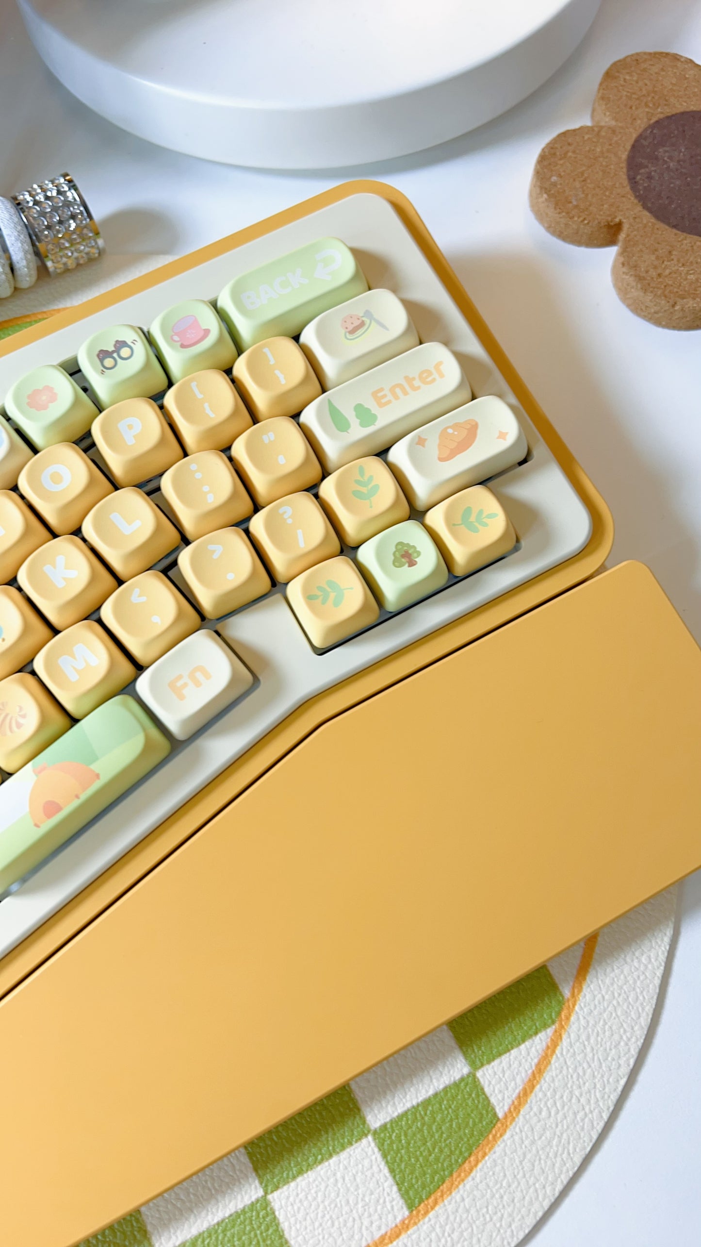 Pastel Green Yellow Go Picnic Spring Break Soa Profile Kawai Keycap Set Pandora Studio 142 Keys