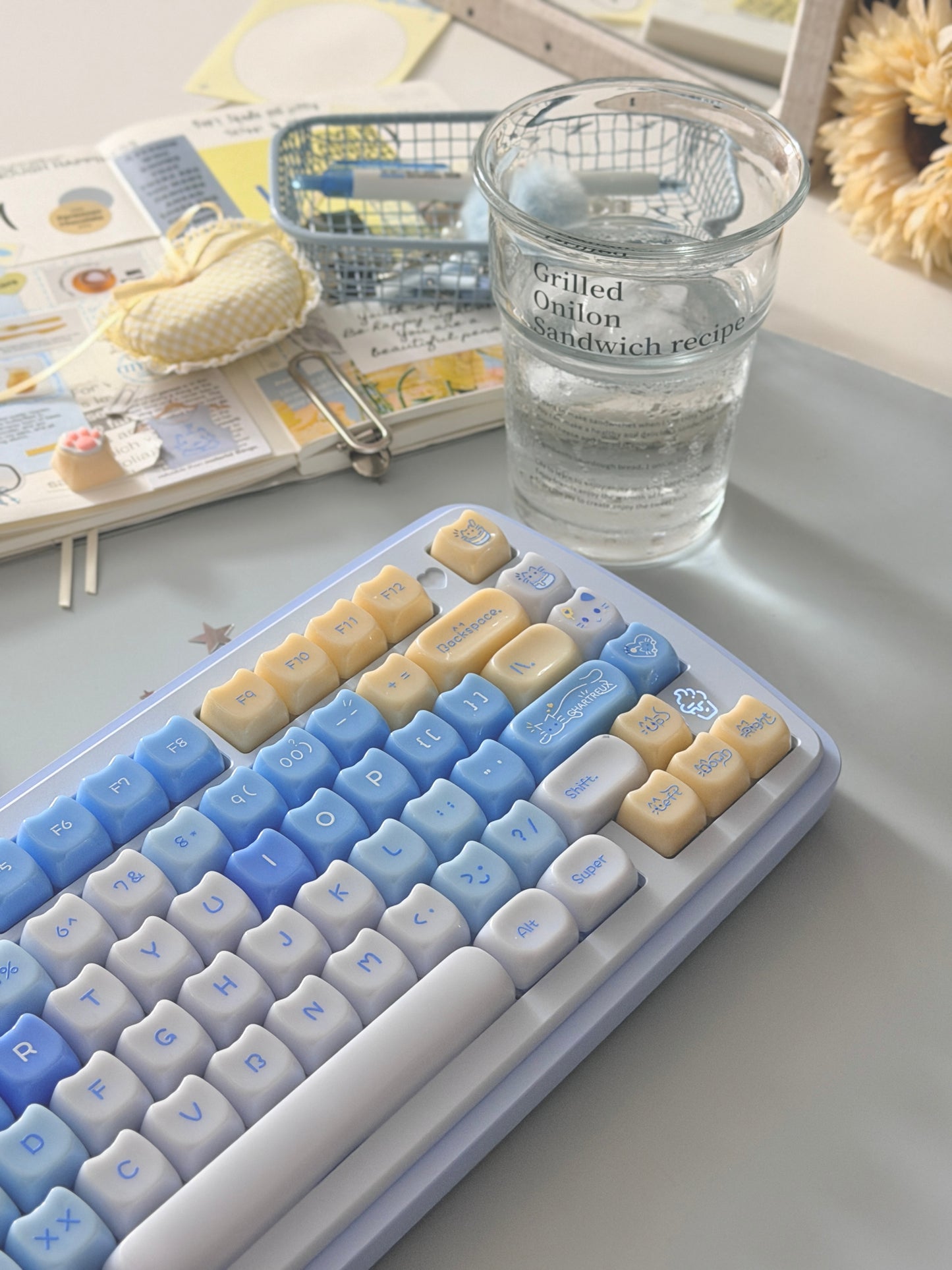 ONLY 1 Instock Prebuilt Aluminum Custom Mechanical Keyboard Yummy75 Blue Set