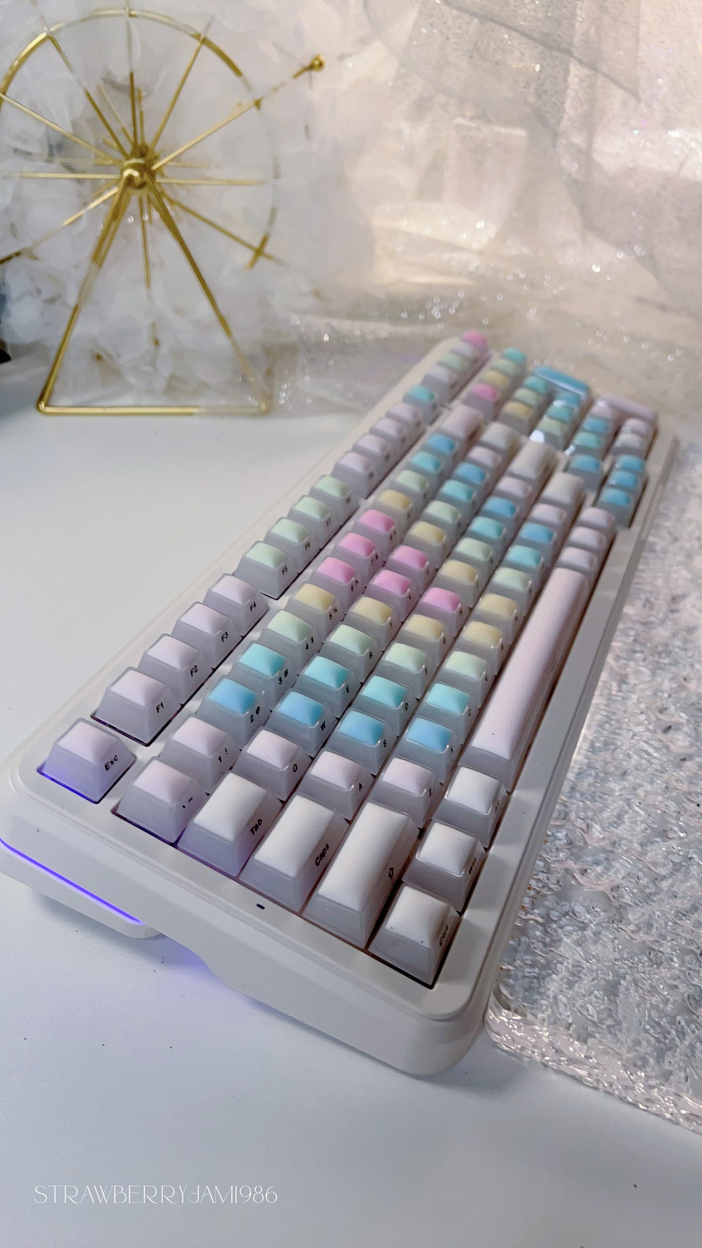 114 Rainbow Fudge Keycaps Fog Clear Silicone Material Soft Bounce Cute Keycaps Cherry Profile 124-key Side-print