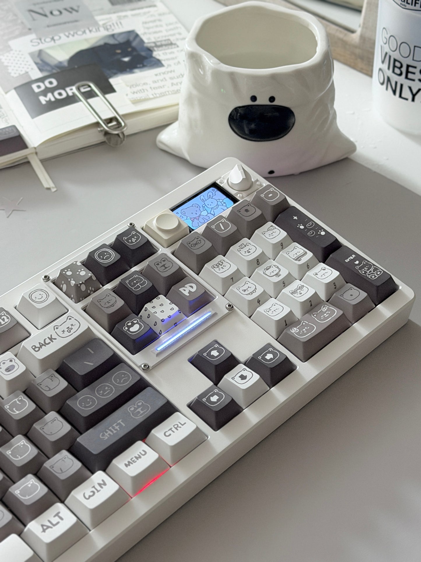 ONLY 1 Instock Prebuilt Aluminum Custom Mechanical Keyboard ND104 Emo Gray Keycaps Toast Switch