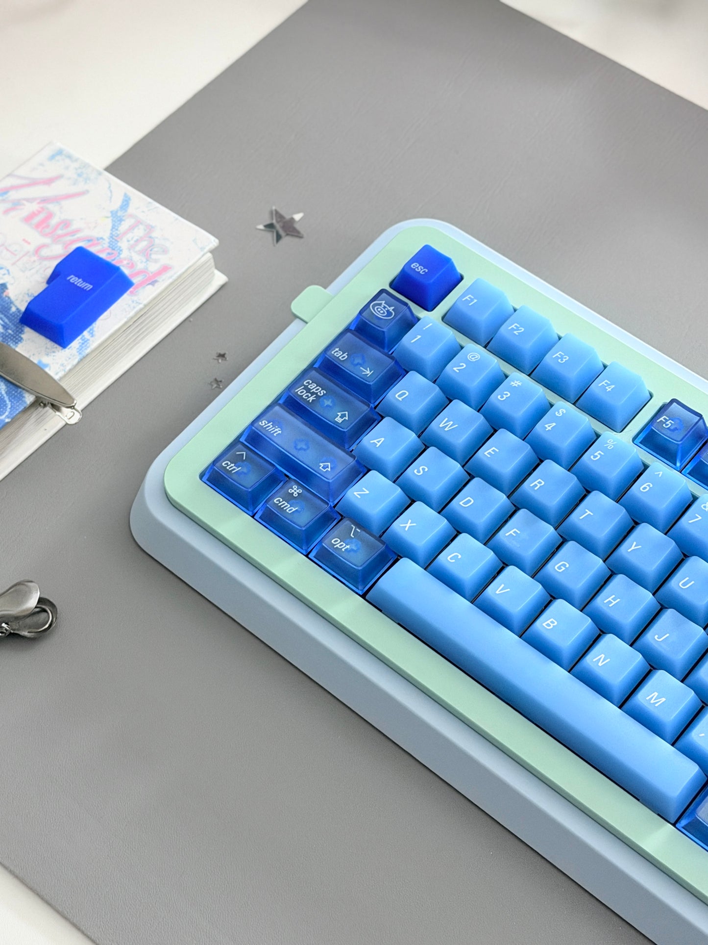 ONLY 1 Instock Prebuilt Aluminum Custom Mechanical Keyboard Blue Green Soap75 Wireless Set
