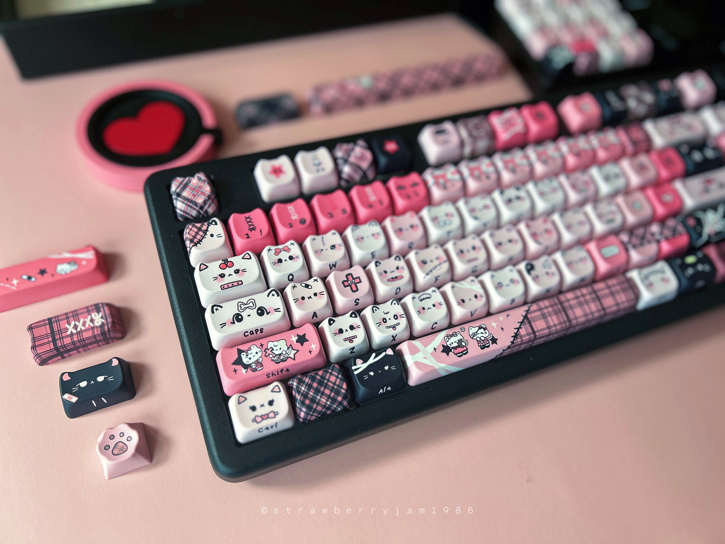Sample For Sale ONLY 1 Instock EPOMAKER Galaxy70 Wireless Gaming Keyboard ➕ KiiBOOM Cybrix 16 Numpad➕ Cat Keycaps