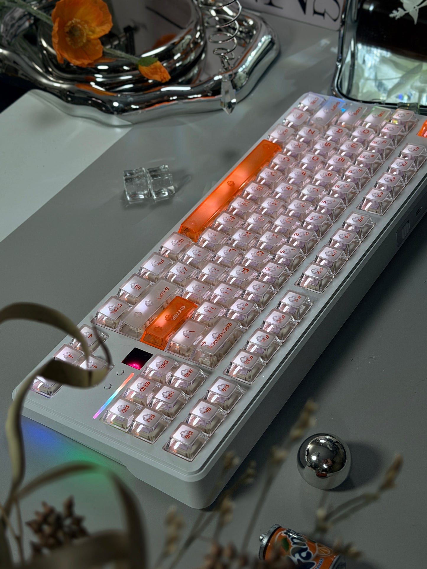 Unboxing Clearance ONLY 1 Instock Attack Shark X87 Ultra Wireless Mechanical RGB Backlit Iced Orange Keyboard