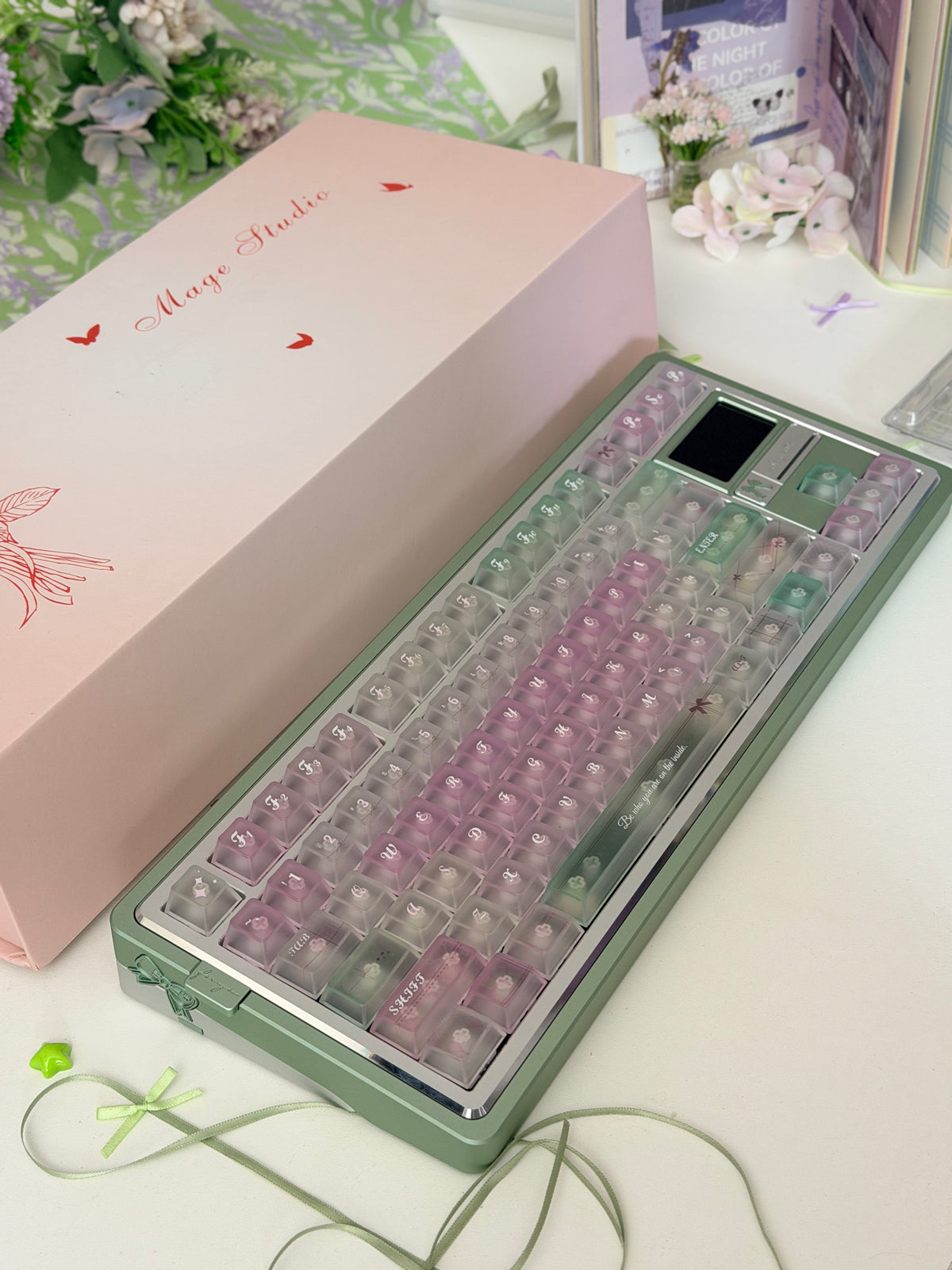 ONLY 1 Instock Prebuilt Aluminum Custom Mechanical Keyboard Gift80 Anordized Green | lavender mint PC Keycaps