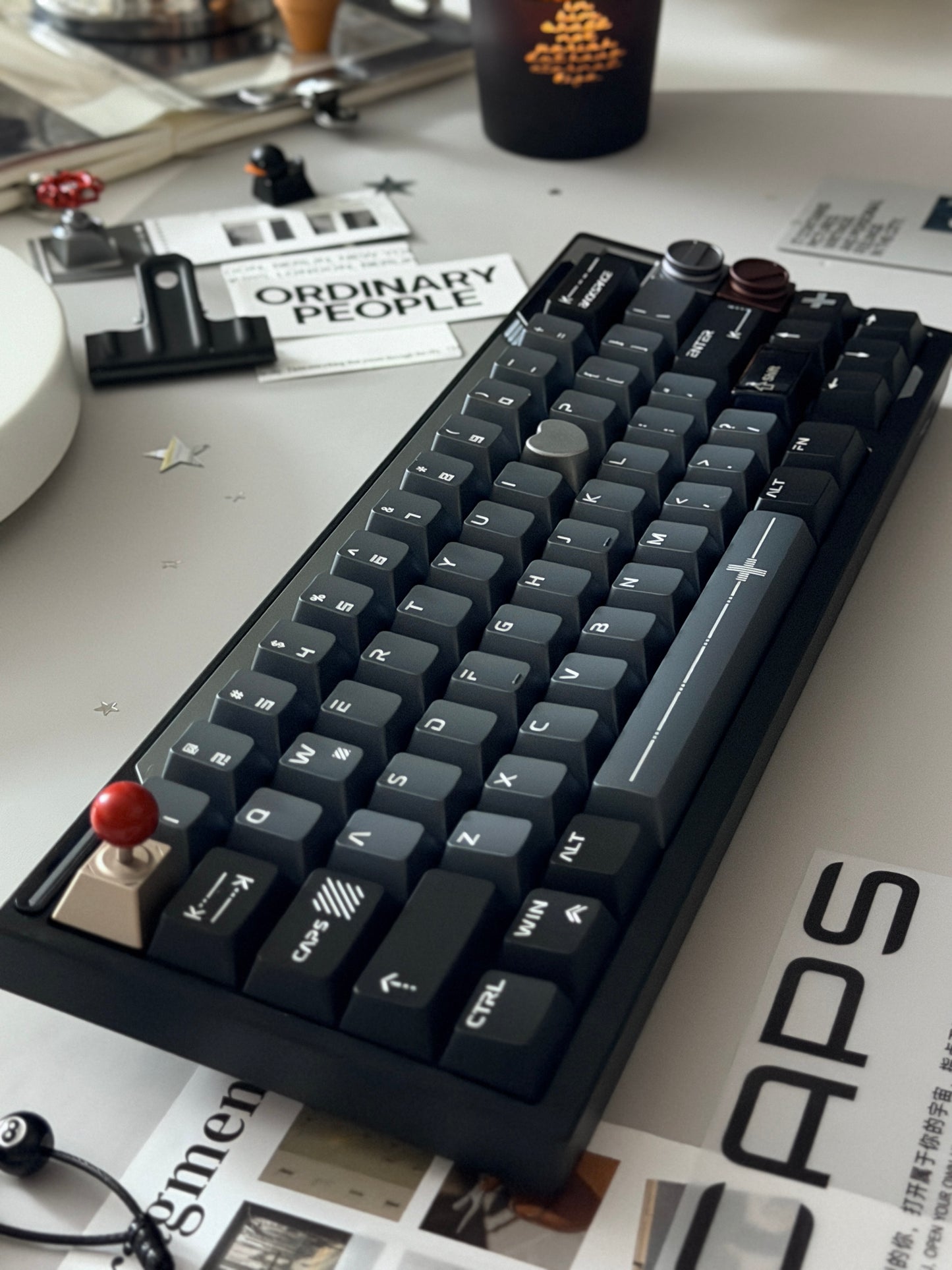 ONLY 1 Prebuilt Aluminum Custom Mechanical Keyboard Wuque Paper65 PRISM BLACK ➕ MCAPS Metal Keycap