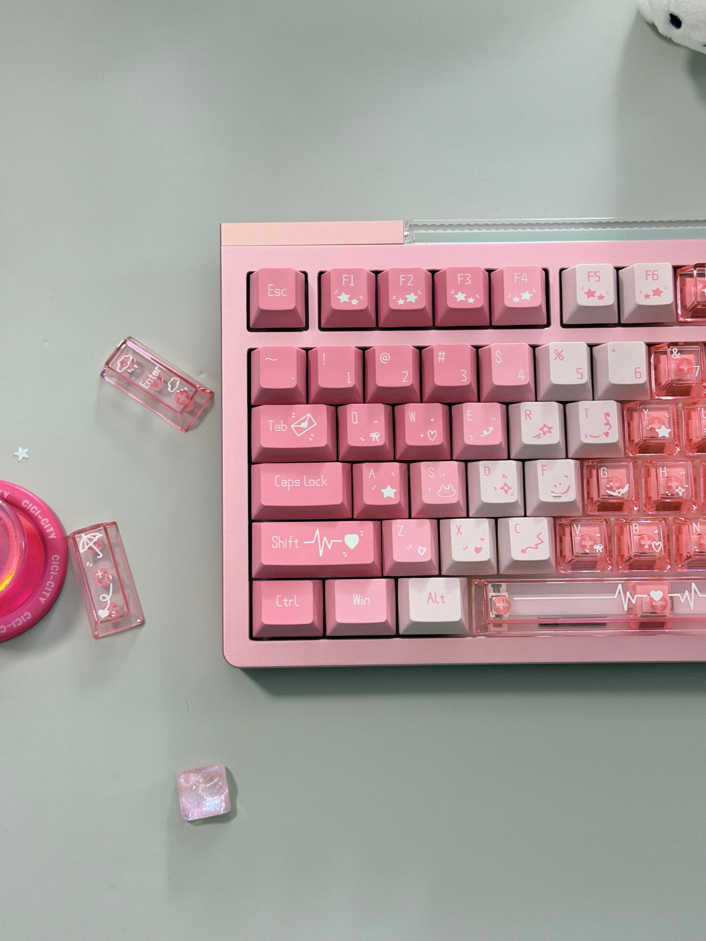ONLY 1 Unboxing Clearance Anodized Pink GLOW75 DIY Kit &DuoChrome Keycaps & Silent Linear Switches