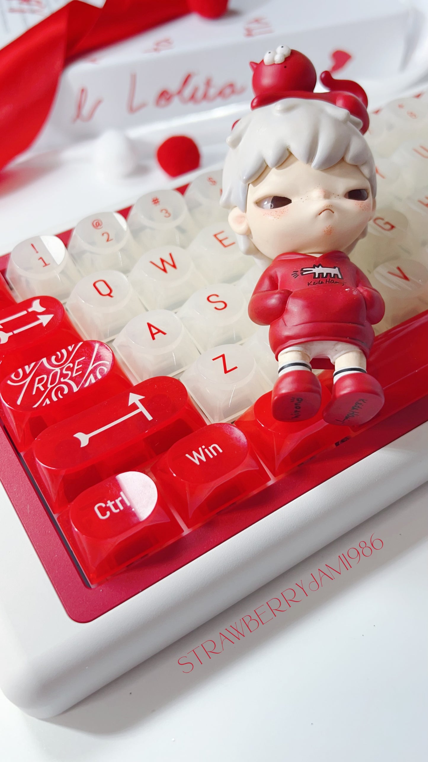 【Only 1 In-stock】Prebuilt Meow65 White Red Aluminum Customized Mechanical Keyboard