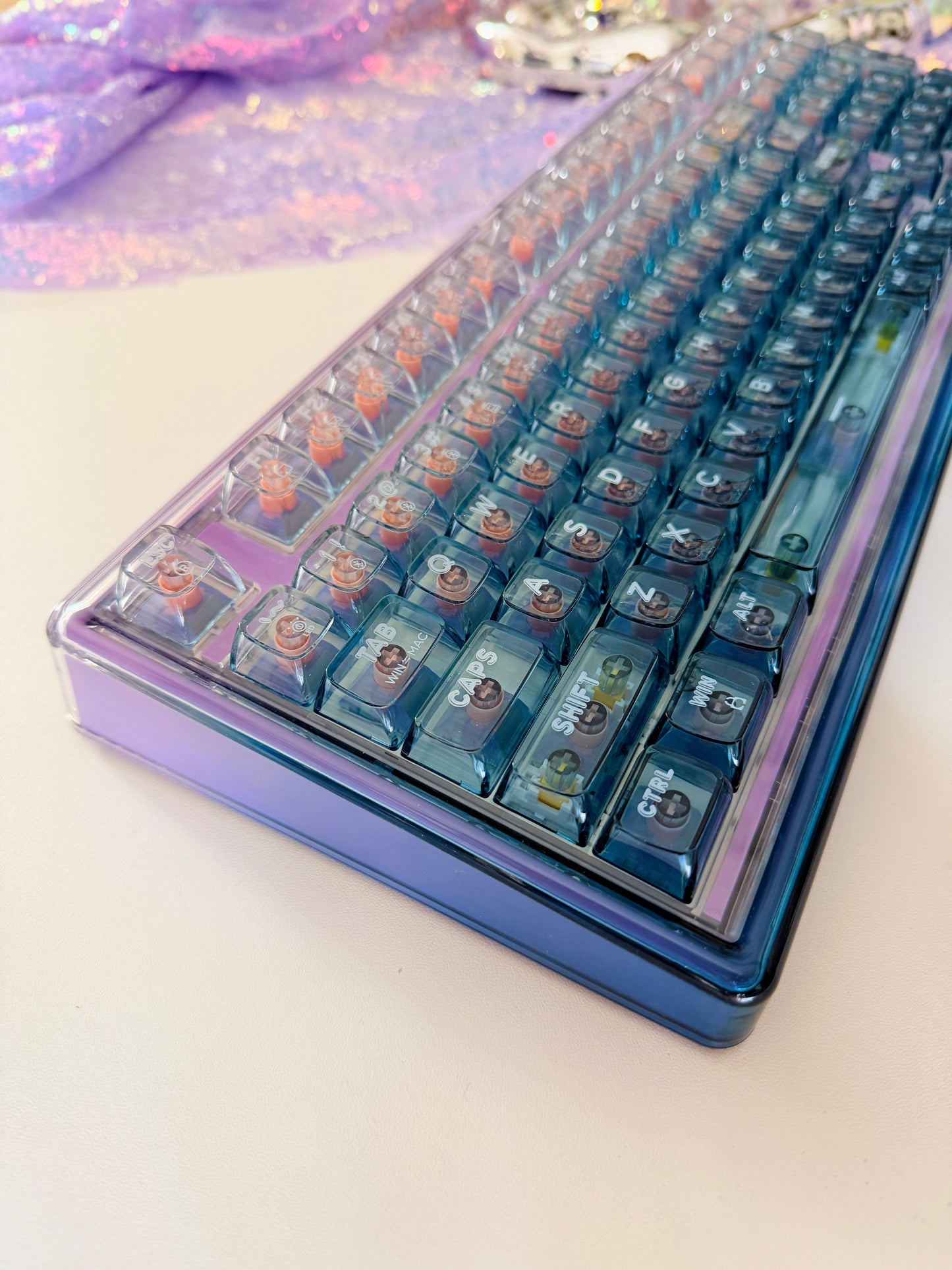 Unboxing Sample For Sales ONLY 1 Instock Prebuilt Einperr Base99 Wireless Mechanical Keyboard with PC Transparent Keycaps, Hot Swappable Custom Keyboard with Number Pad, RGB Backlit, Lulu Switch for Windows Mac - Cosmic Violet