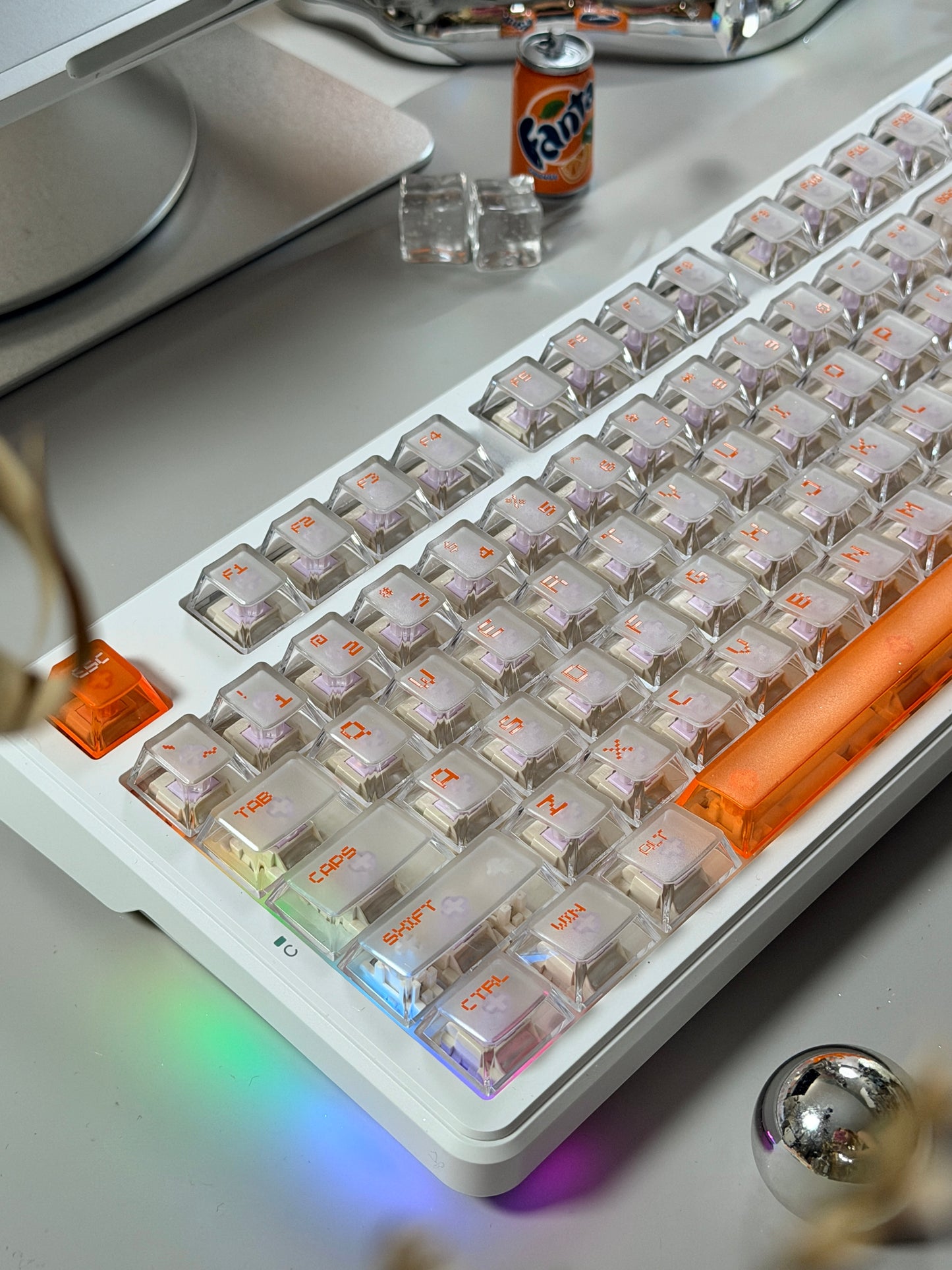 Unboxing Clearance ONLY 1 Instock Attack Shark X87 Ultra Wireless Mechanical RGB Backlit Iced Orange Keyboard