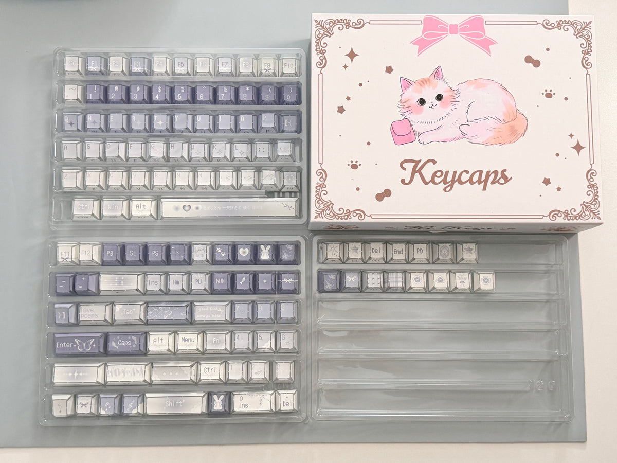 #0304 Lavender Butterfly Dream Keycaps | Pastel Blue Purple Fairycore Mechanical Keyboard Keycaps