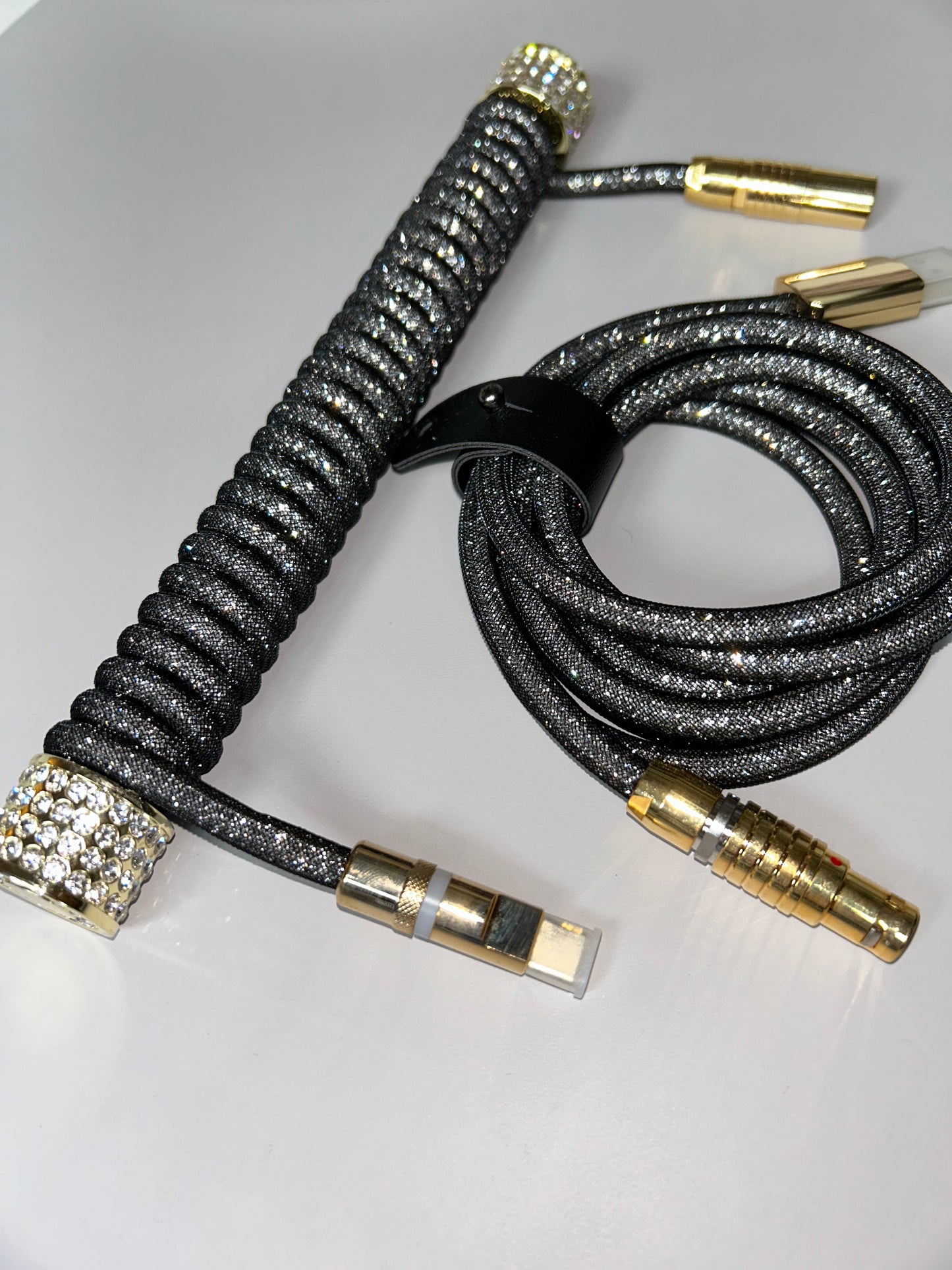 strawberryjam1986 diamond silver/gold coiled mechanical keyboard cable set