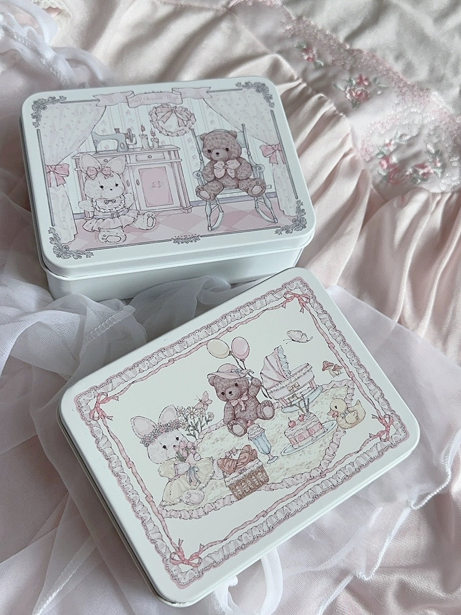 Cute little iron box ʚෆɞ(˘ᵋॢ ˘♡)˚, girl's dream rabbit bear three-inch photo desktop ornament storage box