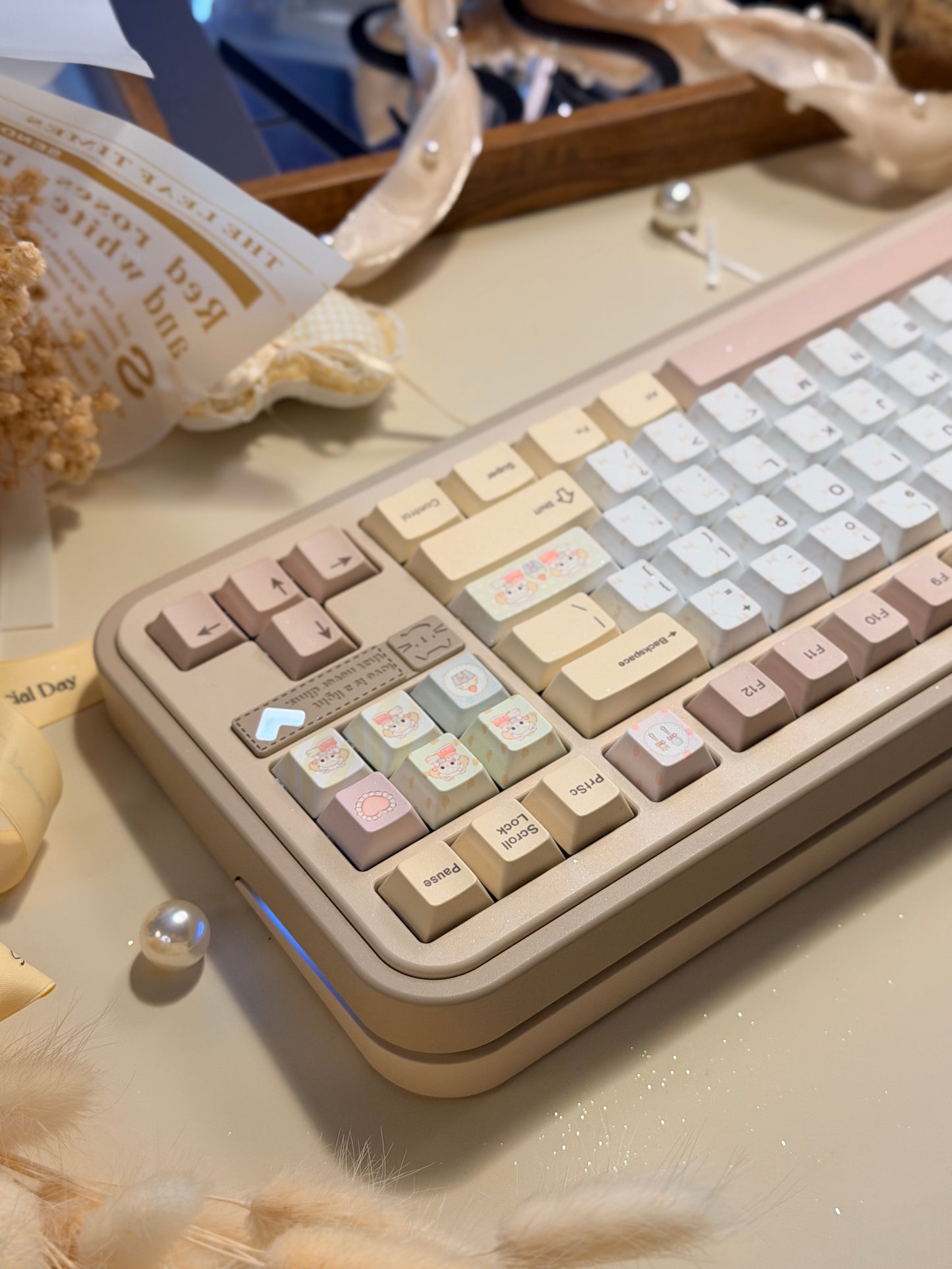 ONLY 1 Instock Cocomi80 Milk Tea Custom Mechanical Keyboard keyrialabs Keycaps Set