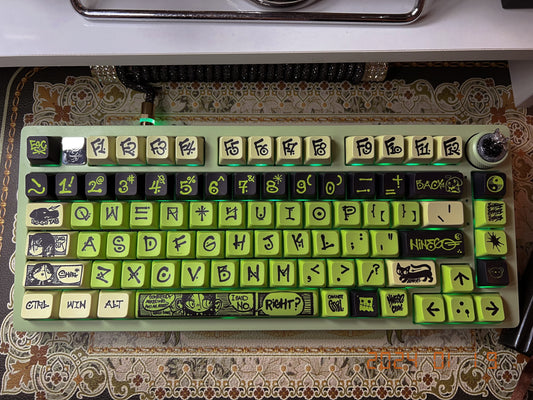 025 Bright Green NINEGO street artists designer PBT MDA profile 135 keys keycap set