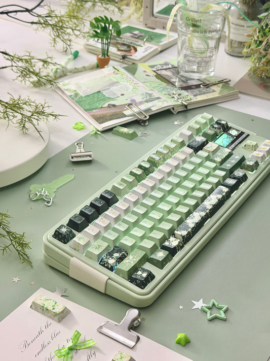 ONLY 1 Instock Prebuilt Aluminum Custom Mechanical Keyboard Bread80 Wireless Matcha Green Set