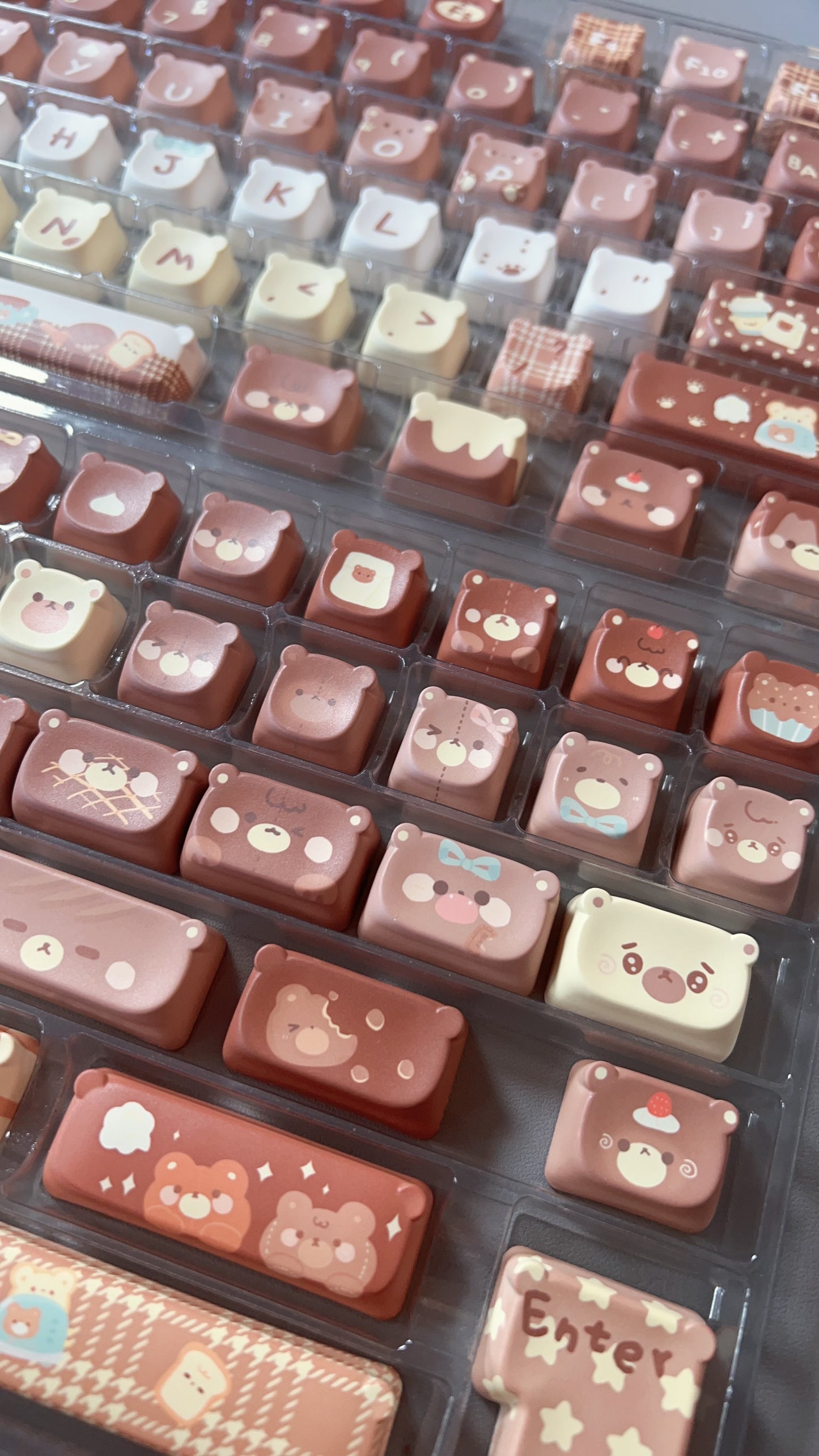 026 Brown Bear Baked Keycaps Cute and Round Skin-like Feel Designed By SOULCAT