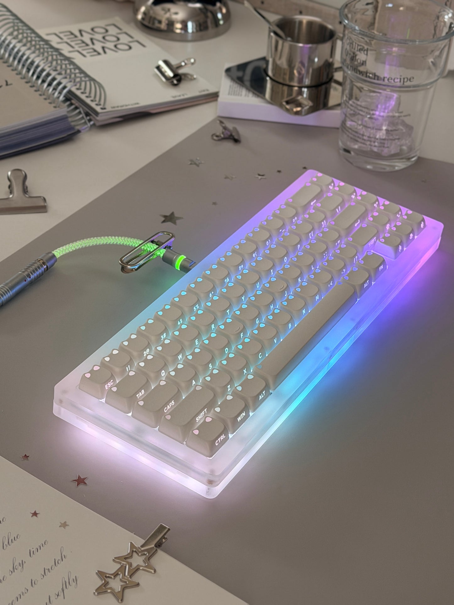 ONLY 1 Instock Prebuilt Matt acrylic Custom Mechanical Keyboard SET with RGB Backlit