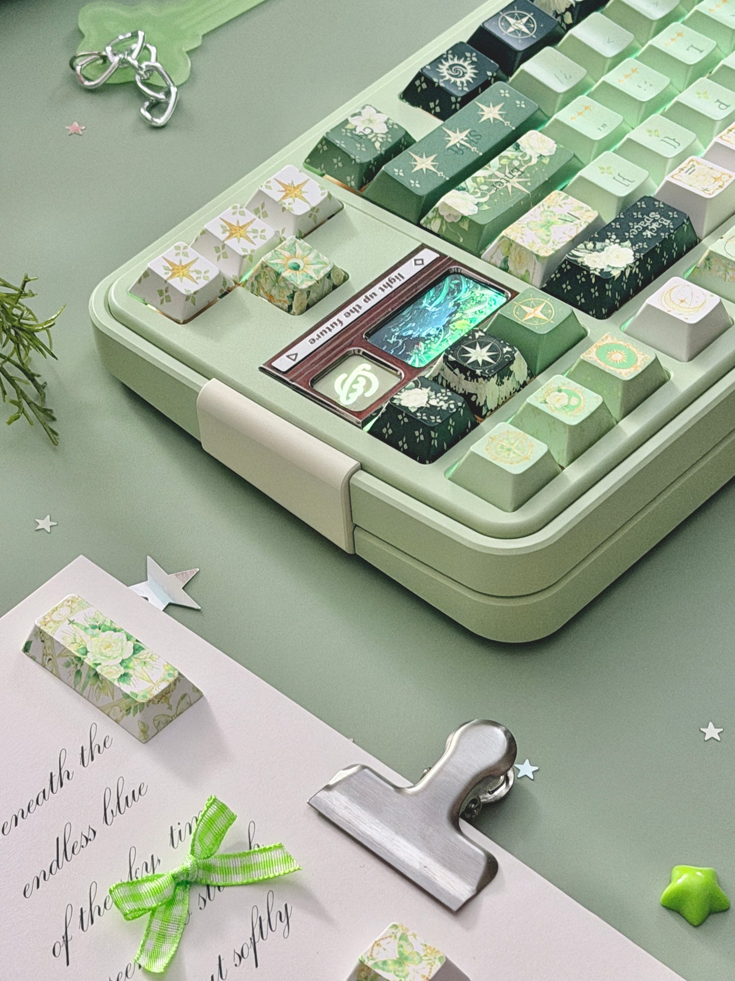 ONLY 1 Instock Prebuilt Aluminum Custom Mechanical Keyboard Bread80 Wireless Matcha Green Set