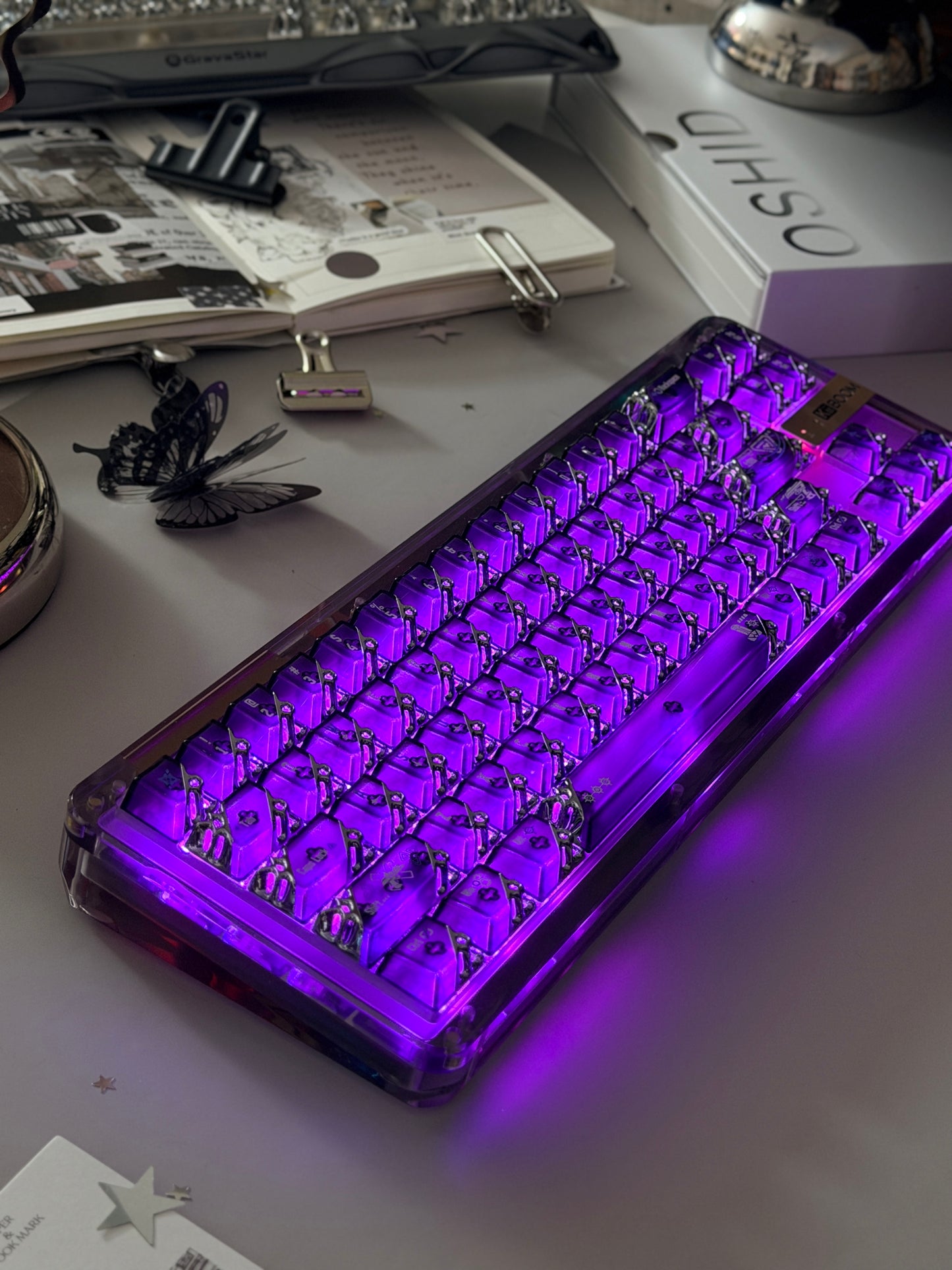 Unboxing Clearance ONLY 1 KiiBOOM Phantom 68 Black Crystal Gasket-Mounted Mechanical Keyboard & QUANTUM HONEYCOMB KEYCAPS