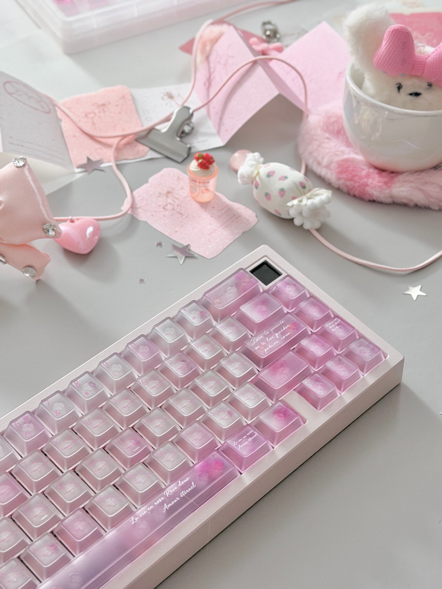ONLY 1 Instock Prebuilt Aluminum Custom Mechanical Keyboard Meletrix ZOOM65V3 Pink Set
