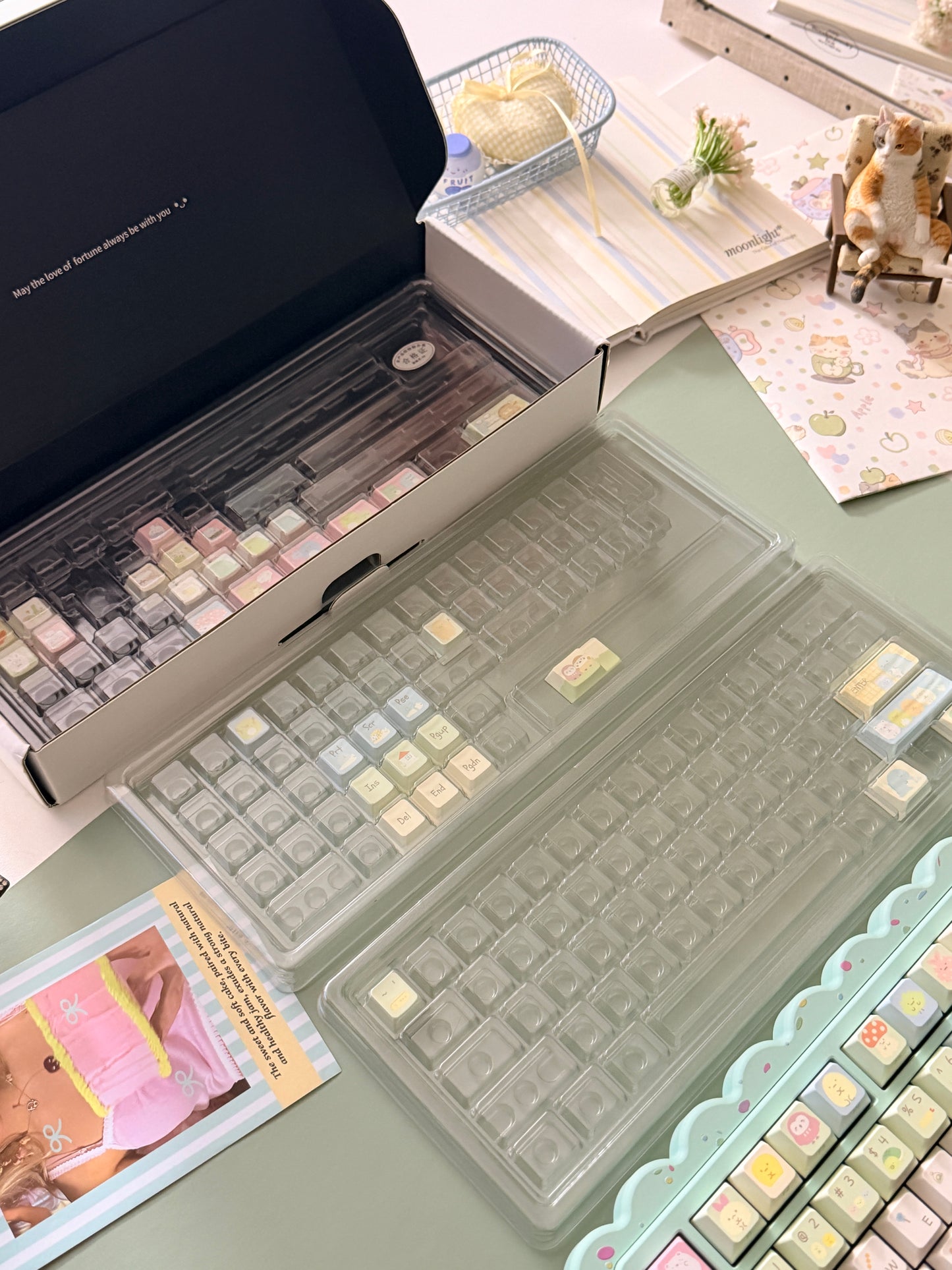 ONLY 1 Instock Prebuilt Aluminum Customized Mechanical Keyboard Cookies75 Mint Sugar Set & Cake Pad