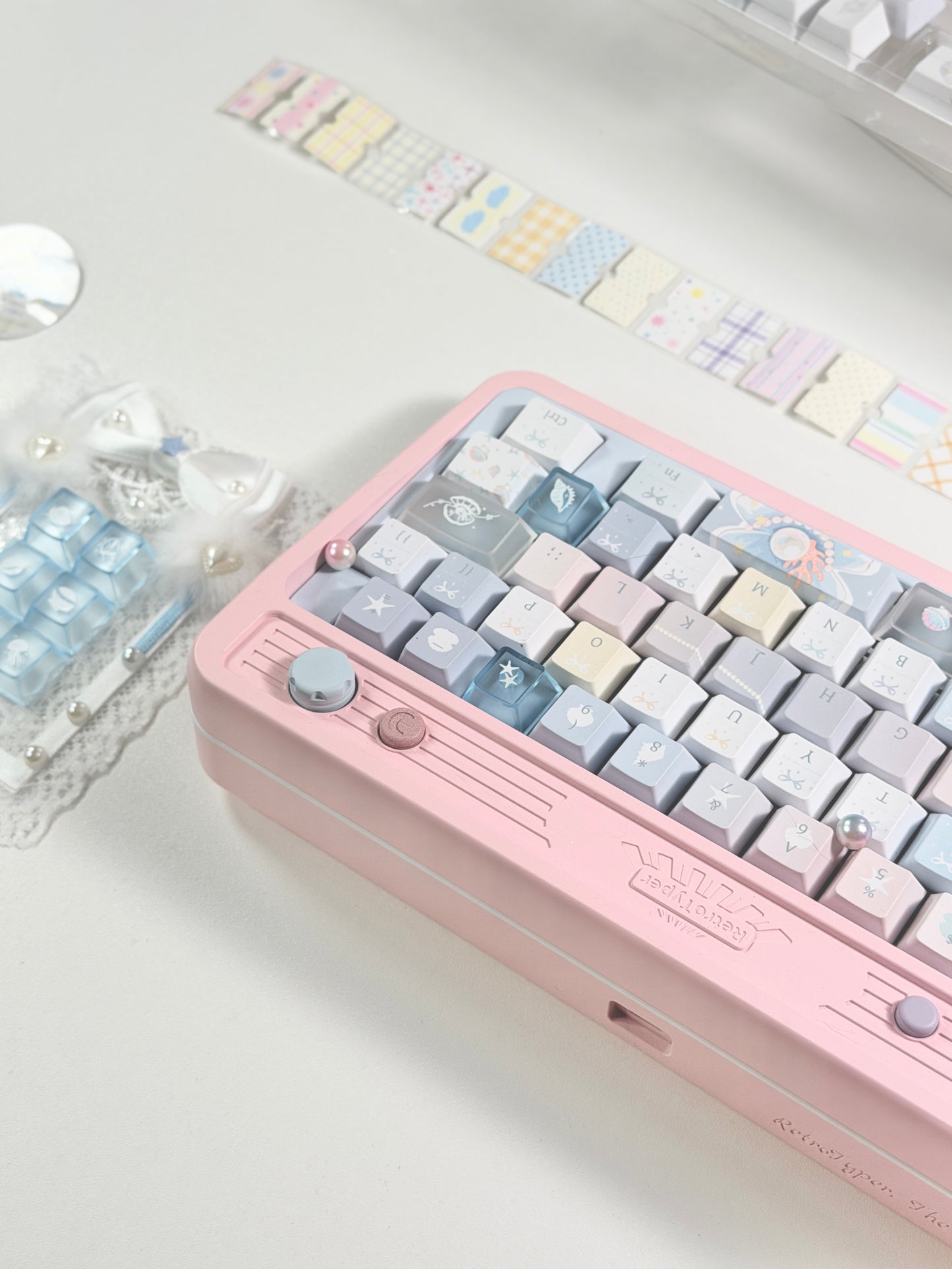 #0269 Pastel Seashell Jellyfish Pearls Keycaps With Foggy Pc Novelty Cherry Profile Designed By Miller