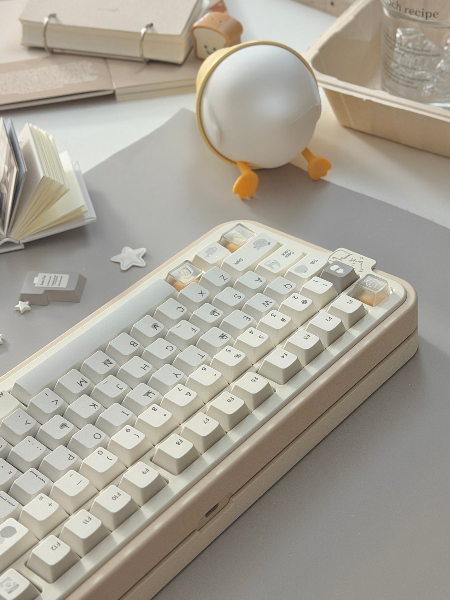 #0280 Cream Sticky Notes Simple and Milk White Pale Gray Keycap Cherry Profile