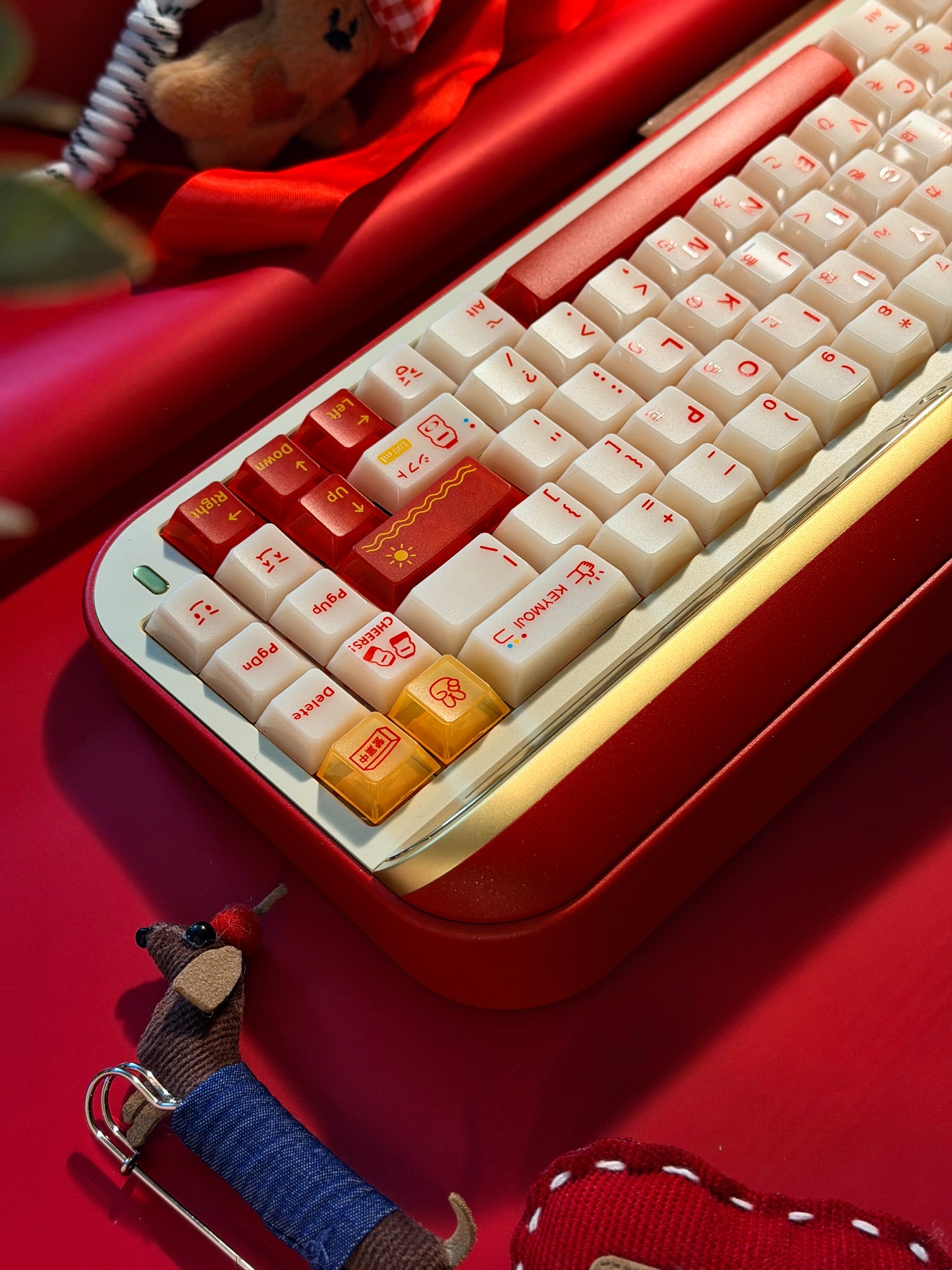 ONLY 1 Instock Prebuilt Aluminum Custom Mechanical Keyboard Targa65 Red Gold Set
