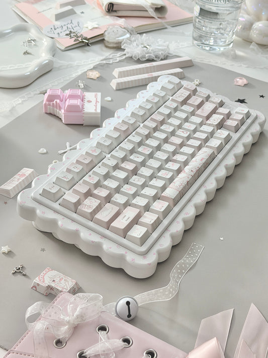 ONLY 1 Instock Prebuilt Aluminum Customized Mechanical Keyboard Cookies75 White Floral Set