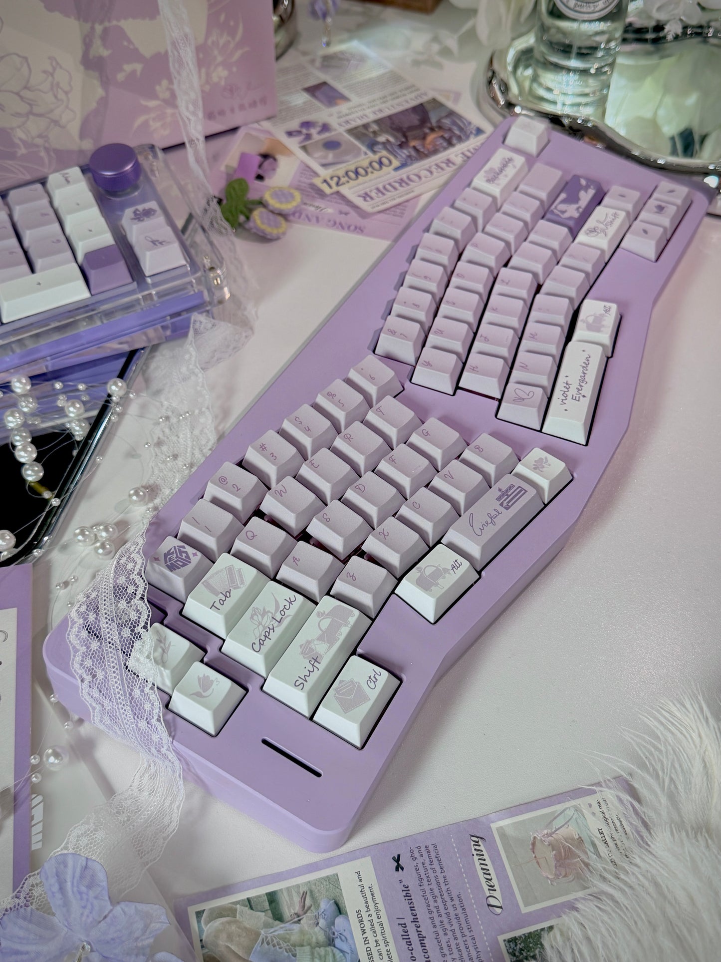 ONLY 1 Instock Prebuilt Aluminum Customized Mechanical Keyboard DIMIALICE Ergonomic Pastel Purple Keyboard Set(not including the KiiBOOM number pad)