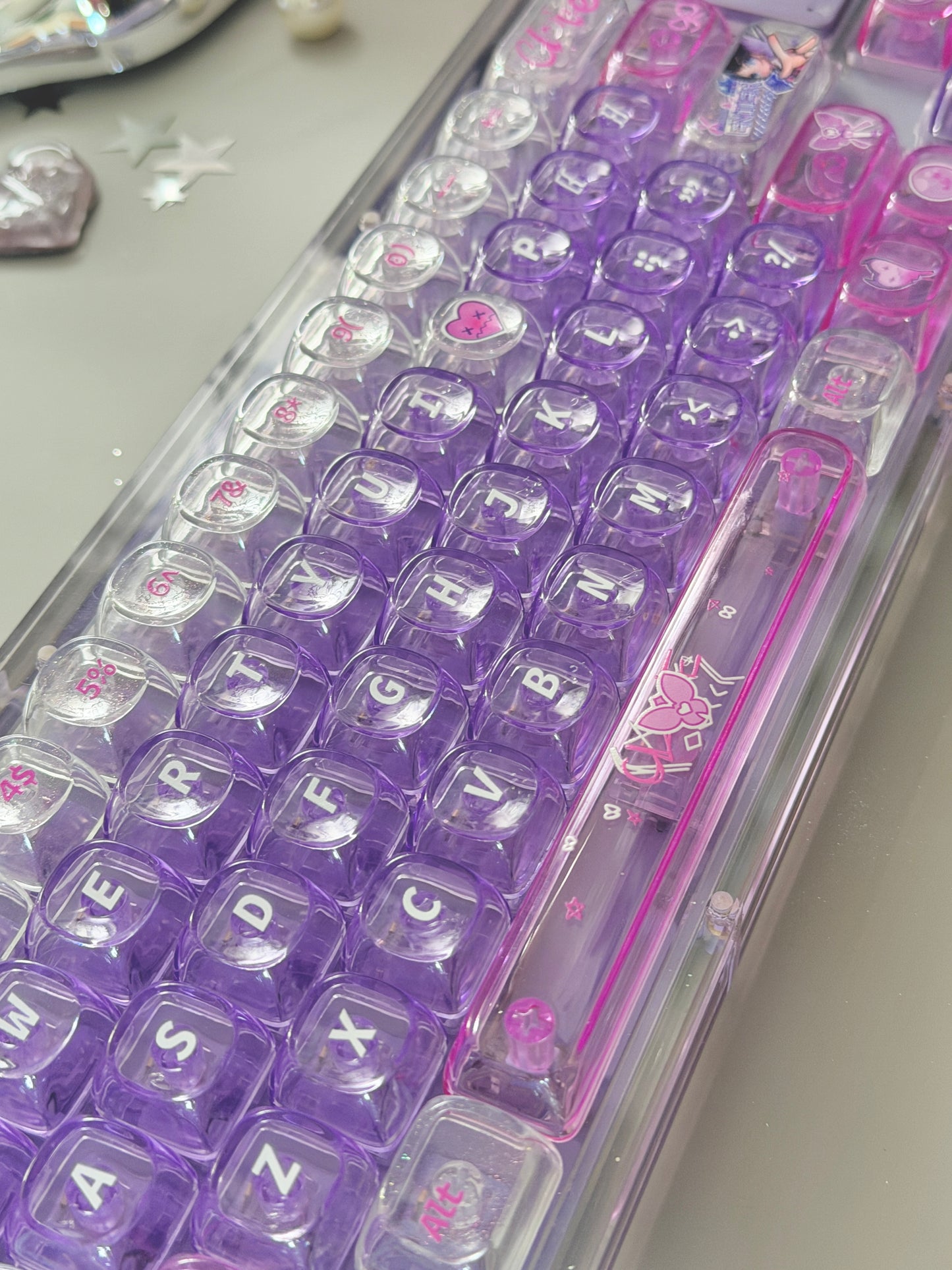 Unboxing Sample For Sale ONLY 1 Instock KiiBOOM Phantom 64 Crystal Acrylic Keyboard + custom Keycaps