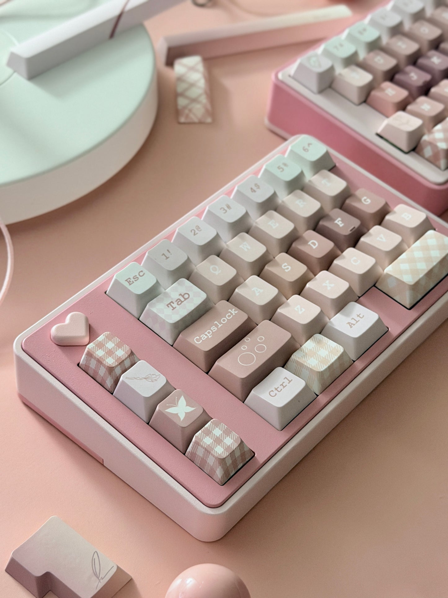 PREORDER Prebuilt Pale Pink BLOCKBOY New Split65 Aluminum Custom Mechanical Keyboard（You Can Choose Other Keycap Set）