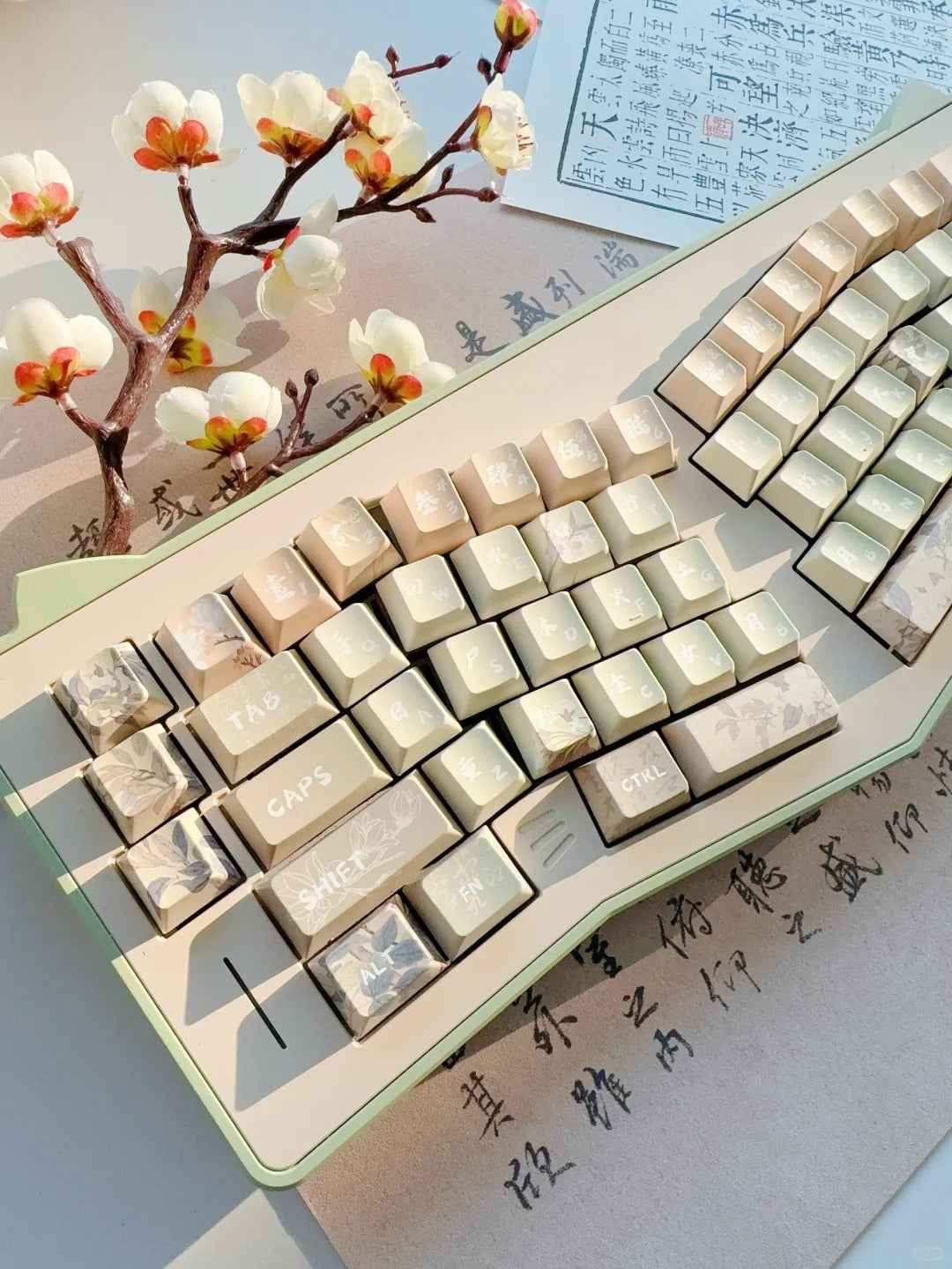 075 Matcha Green Snow Pear Blossom Cherry Profile Keycap