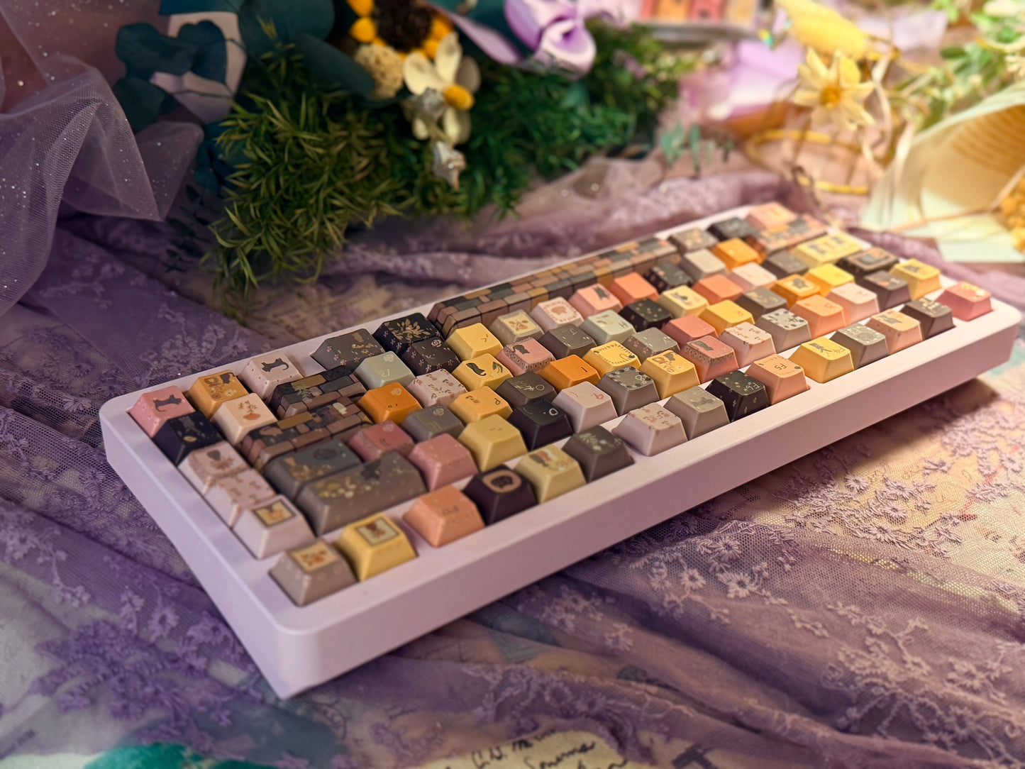 ONLY 1 Instock Prebuilt Aluminum Customized Mechanical Keyboard DBP75 Purple Creamy Keyboard Set