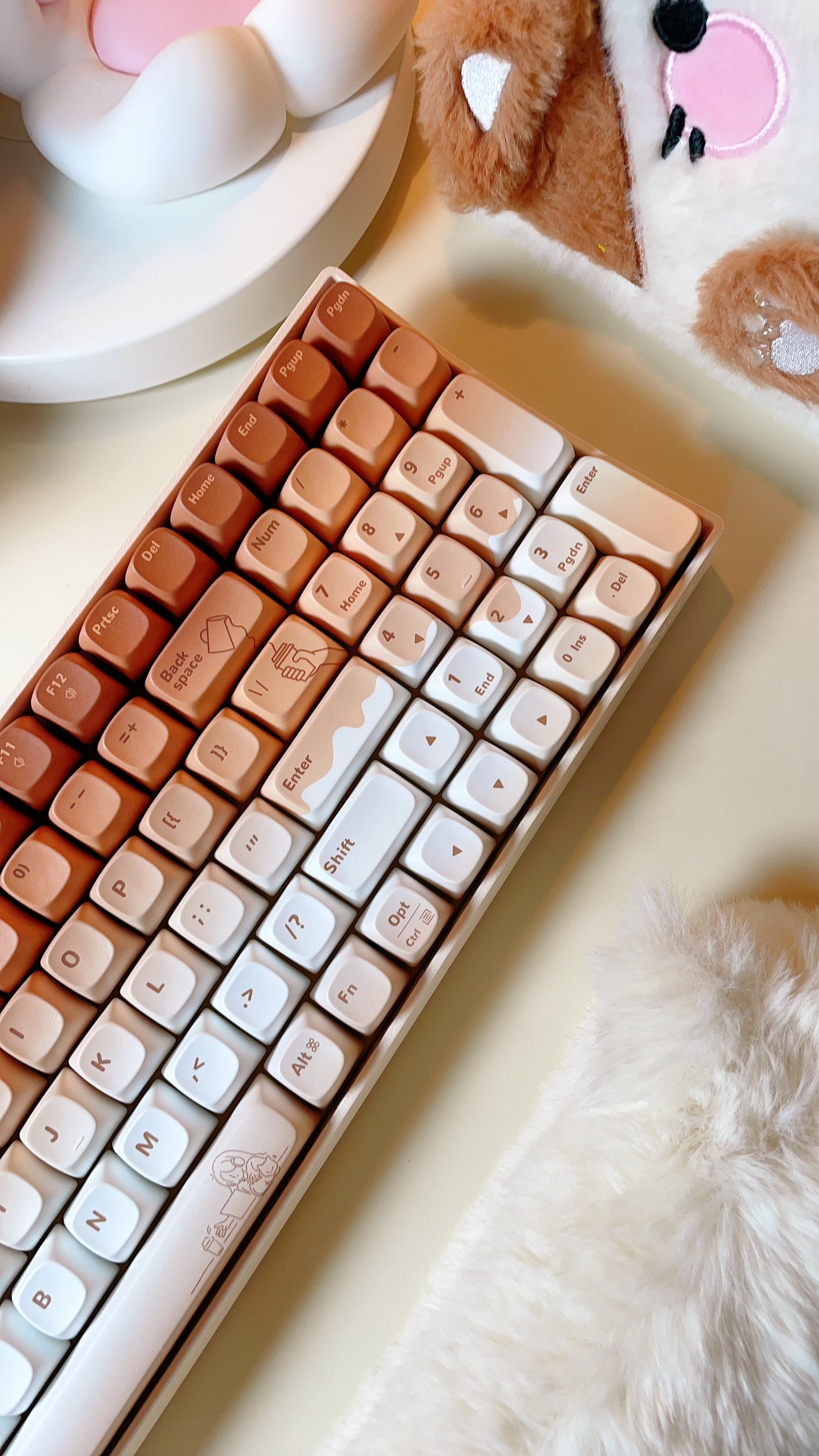 Creamy Thock Lofree milk coffee three-mode wireless Bluetooth mechanical keyboard, cute girl high-value keyboard