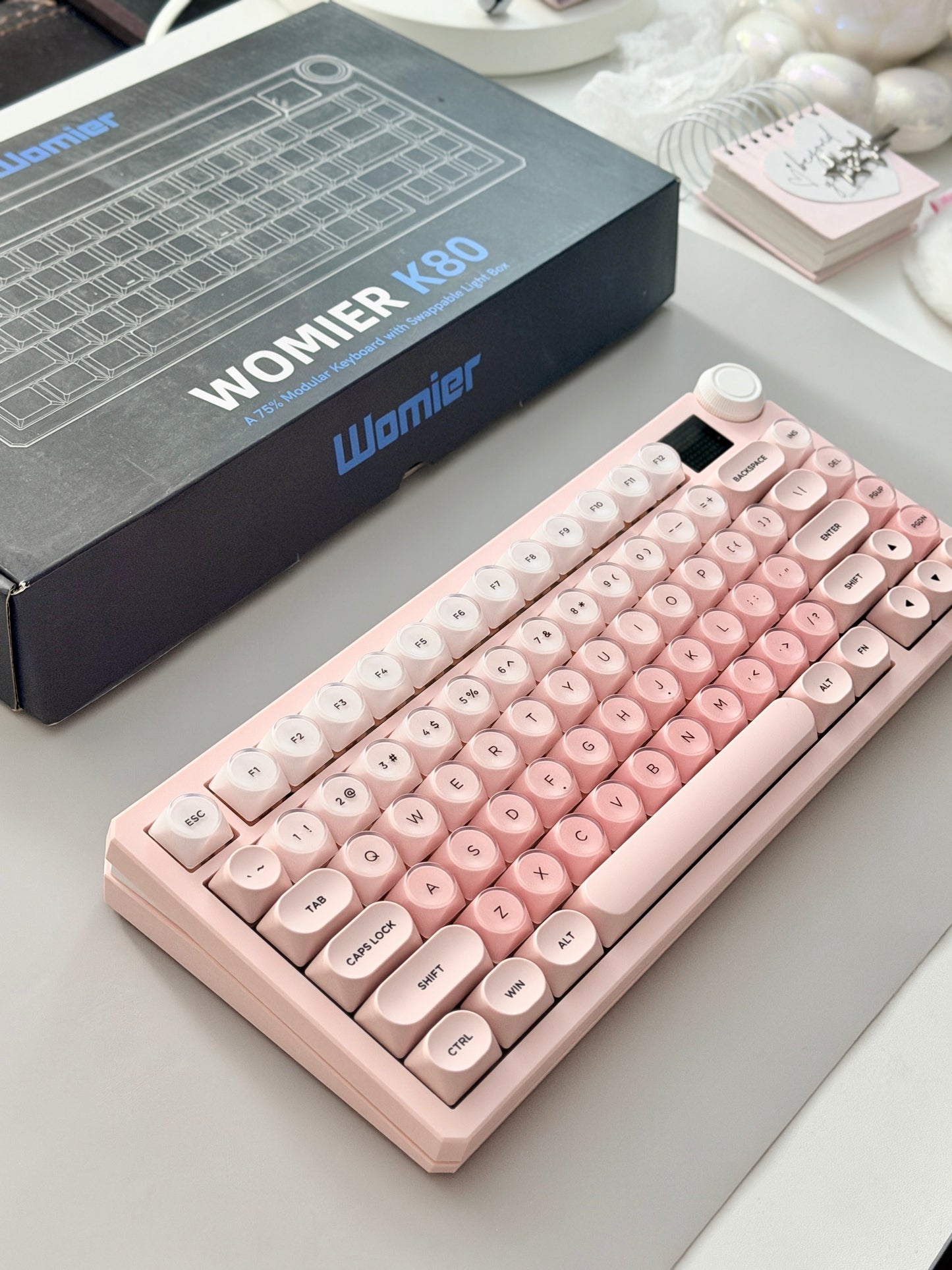 Unboxing Clearance ONLY 1 Instock WOMIER K80 MECHANICAL KEYBOARD With Cat Ear Light Box